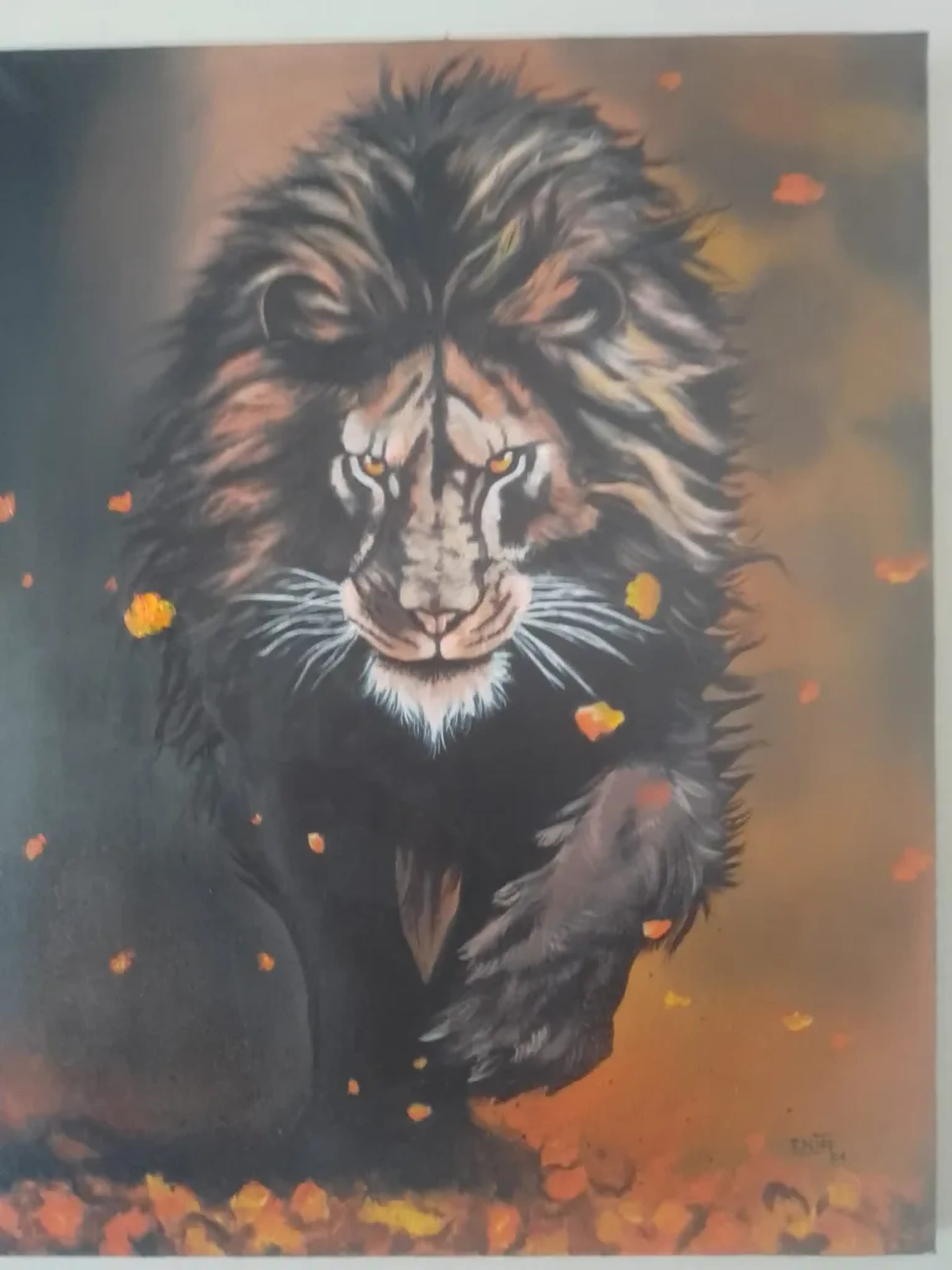 Tela tinta óleo 75x60 “leão “ imagem