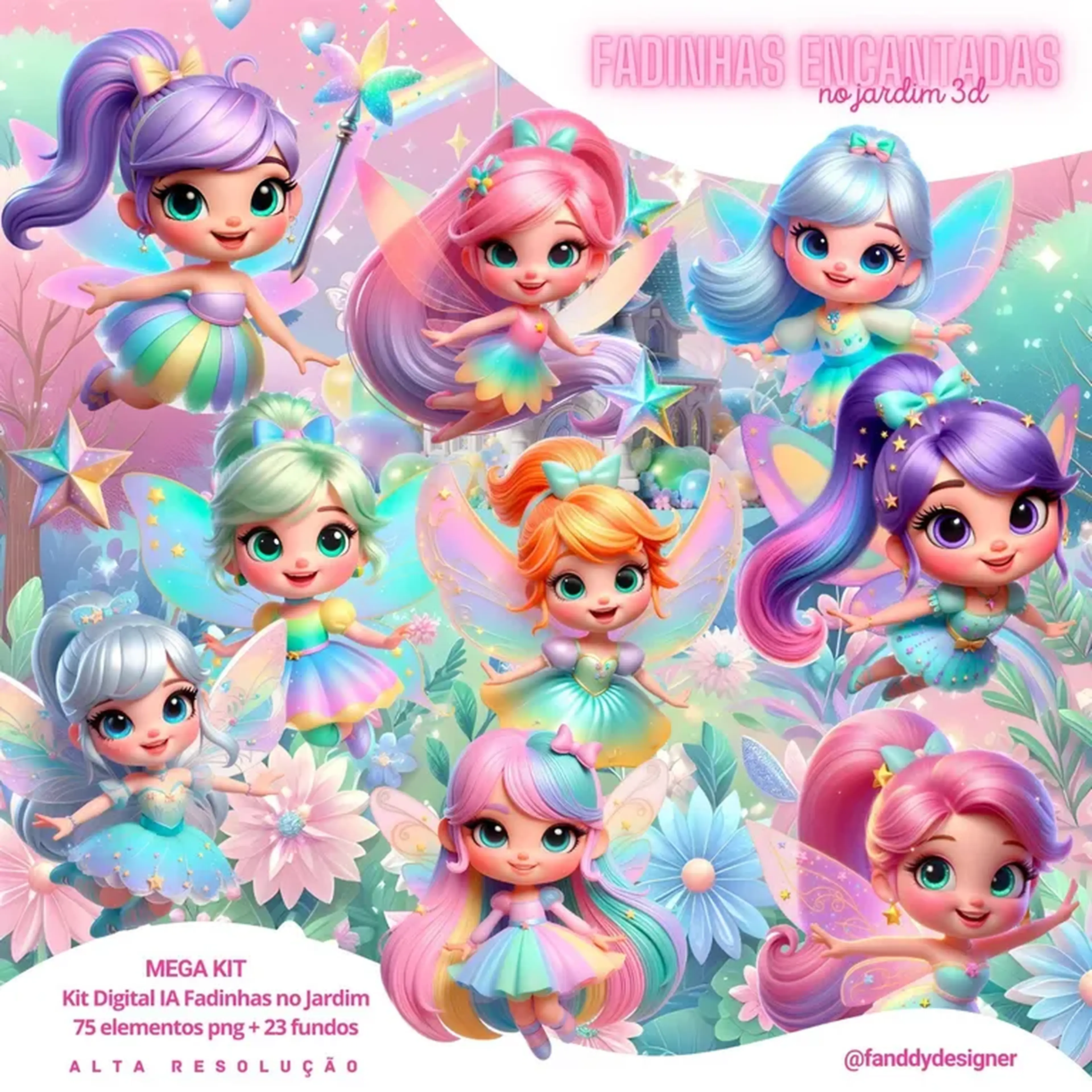 Kit Digital 3D Fadinhas Candy Color imagem
