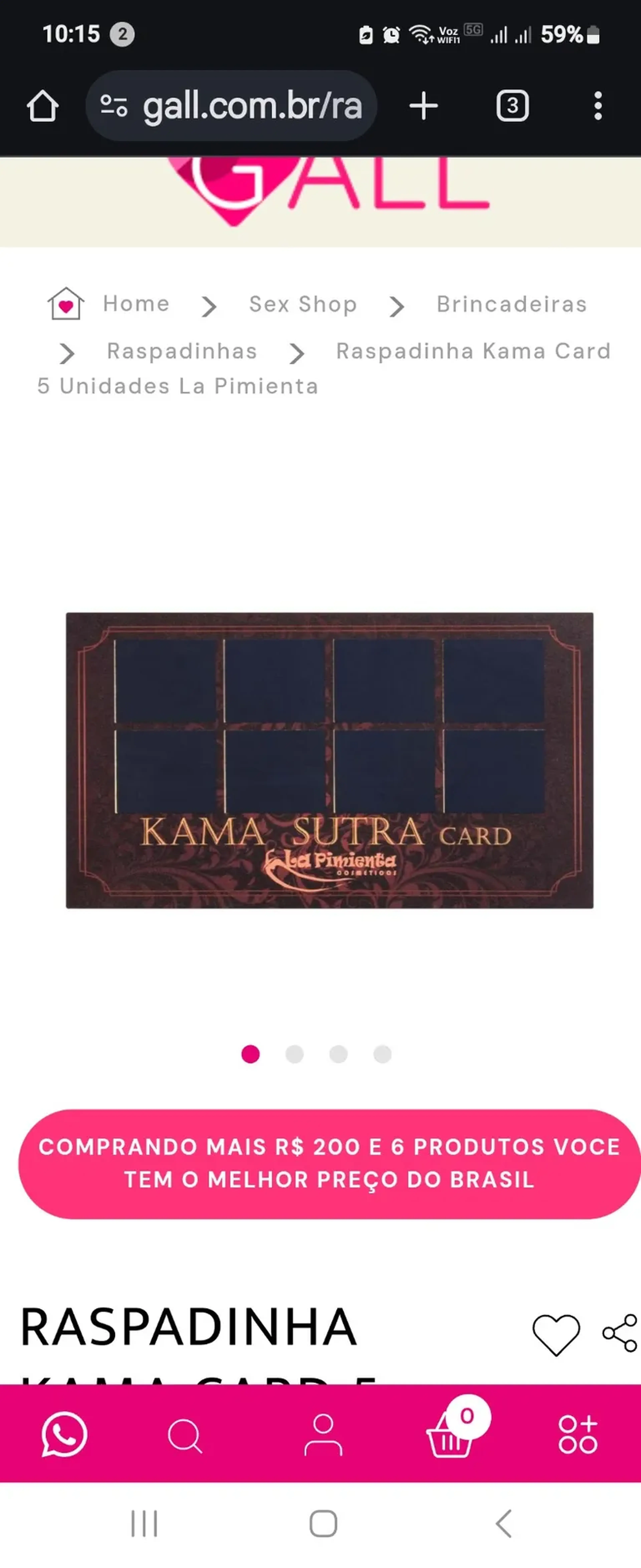 Raspadinha Kama Card 5 Unidades imagem
