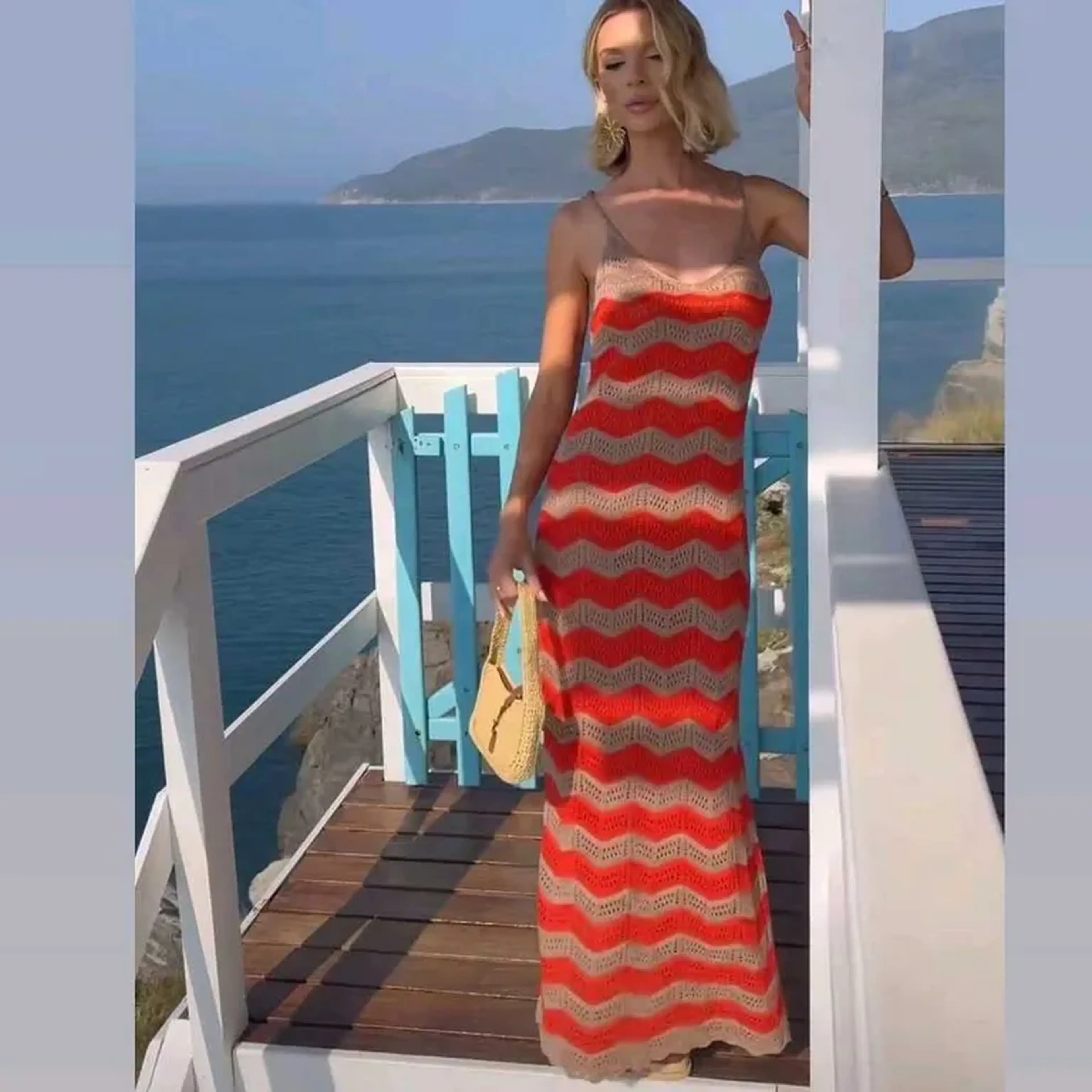 vestido longo de tricot imagem