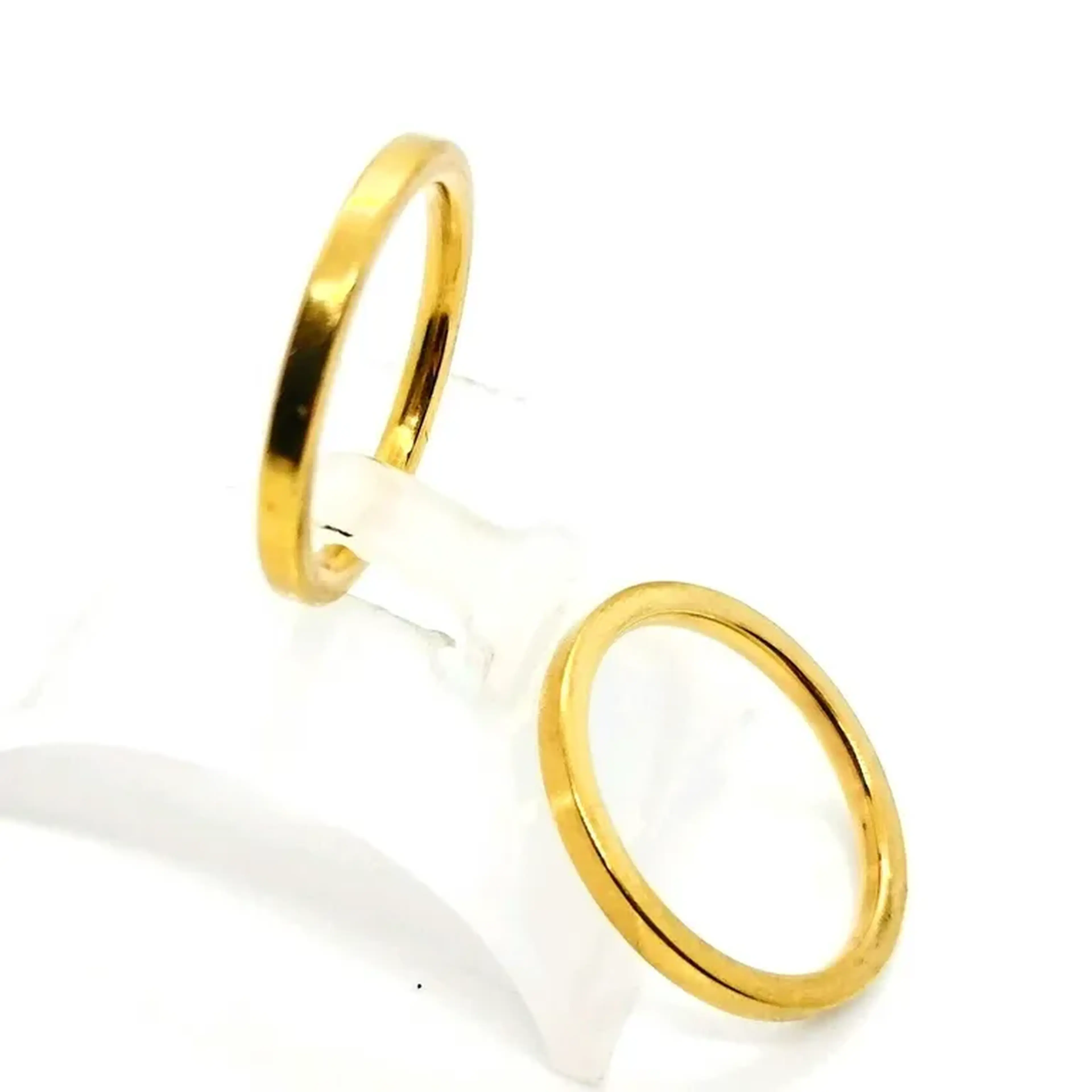 Aliança em Aço Gold Modelo Chata 0090 imagem