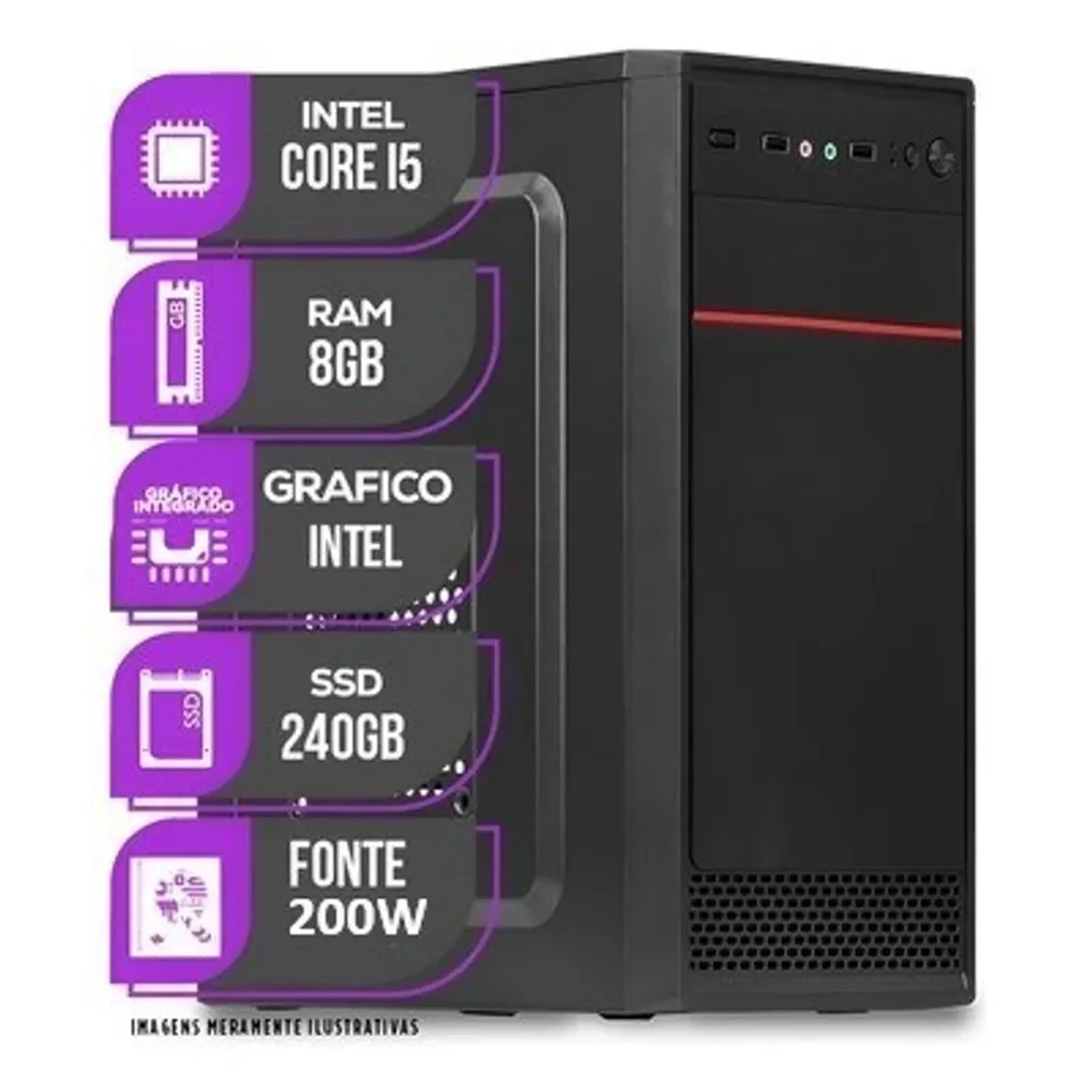 Computador Intel Core i5 8GB Ram SSD 240GB Windows 11 imagem
