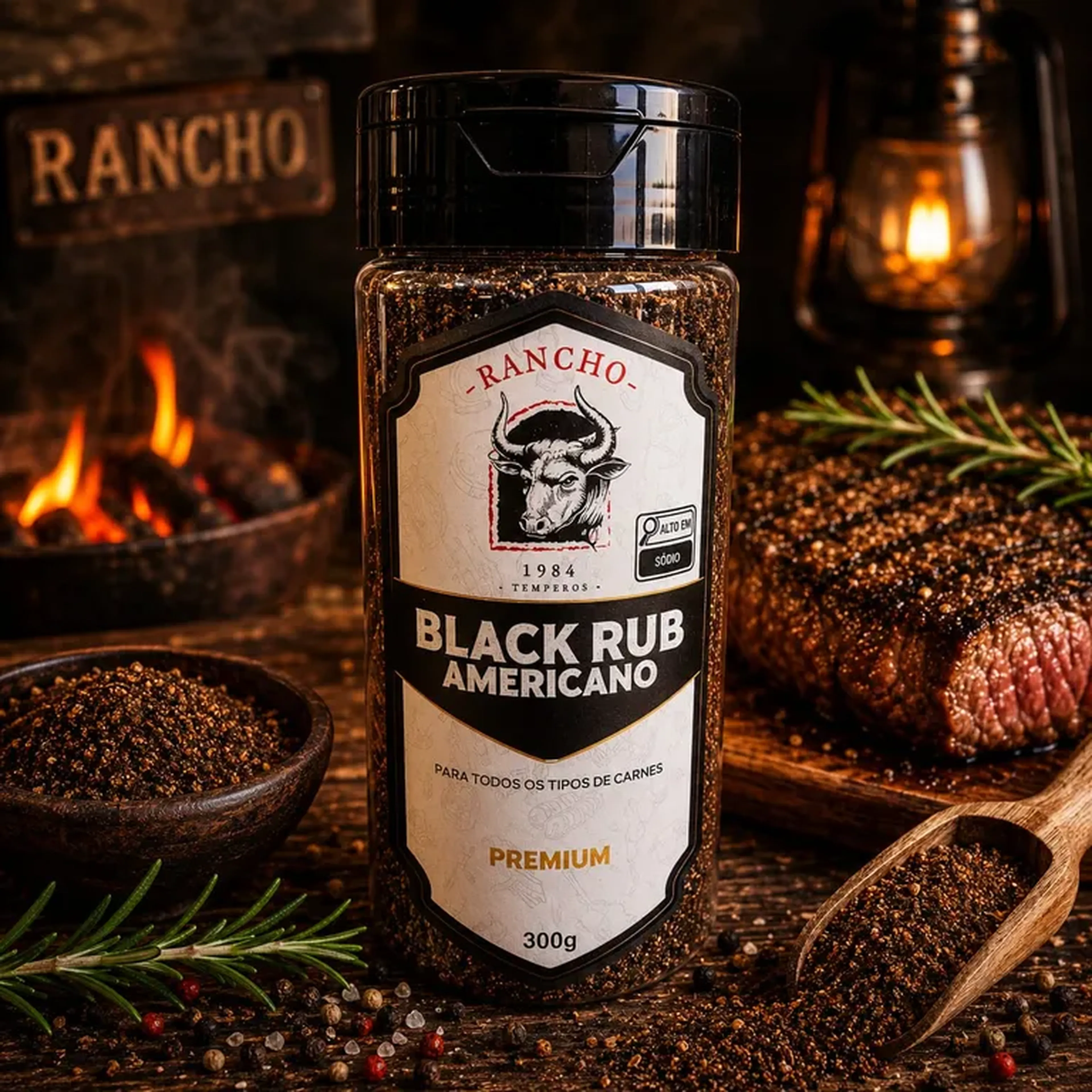 Tempero de Churrasco Black Rub Americano Rancho 1984 300g imagem