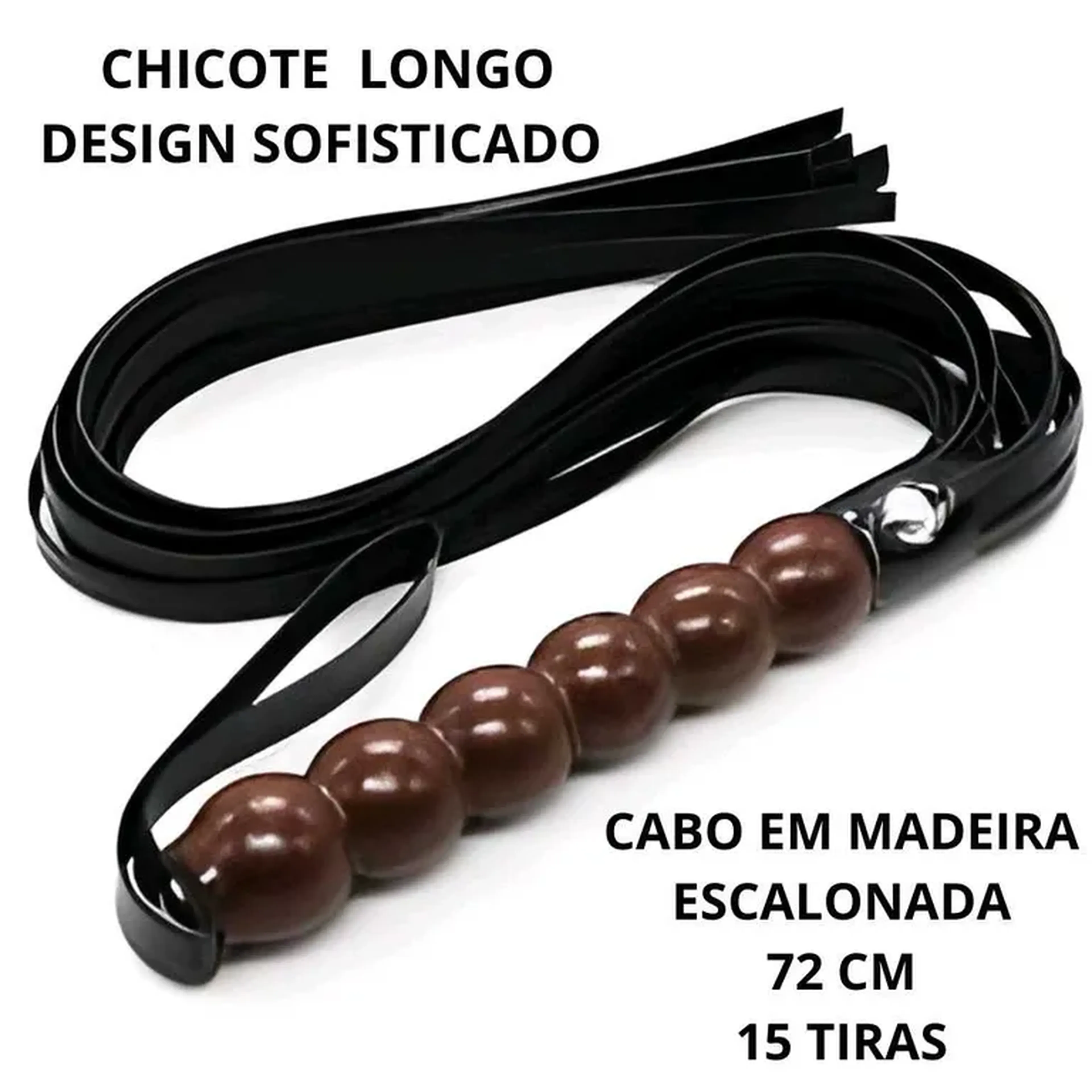 Chicote 72 cm (cabo em madeira) - 15 tiras imagem