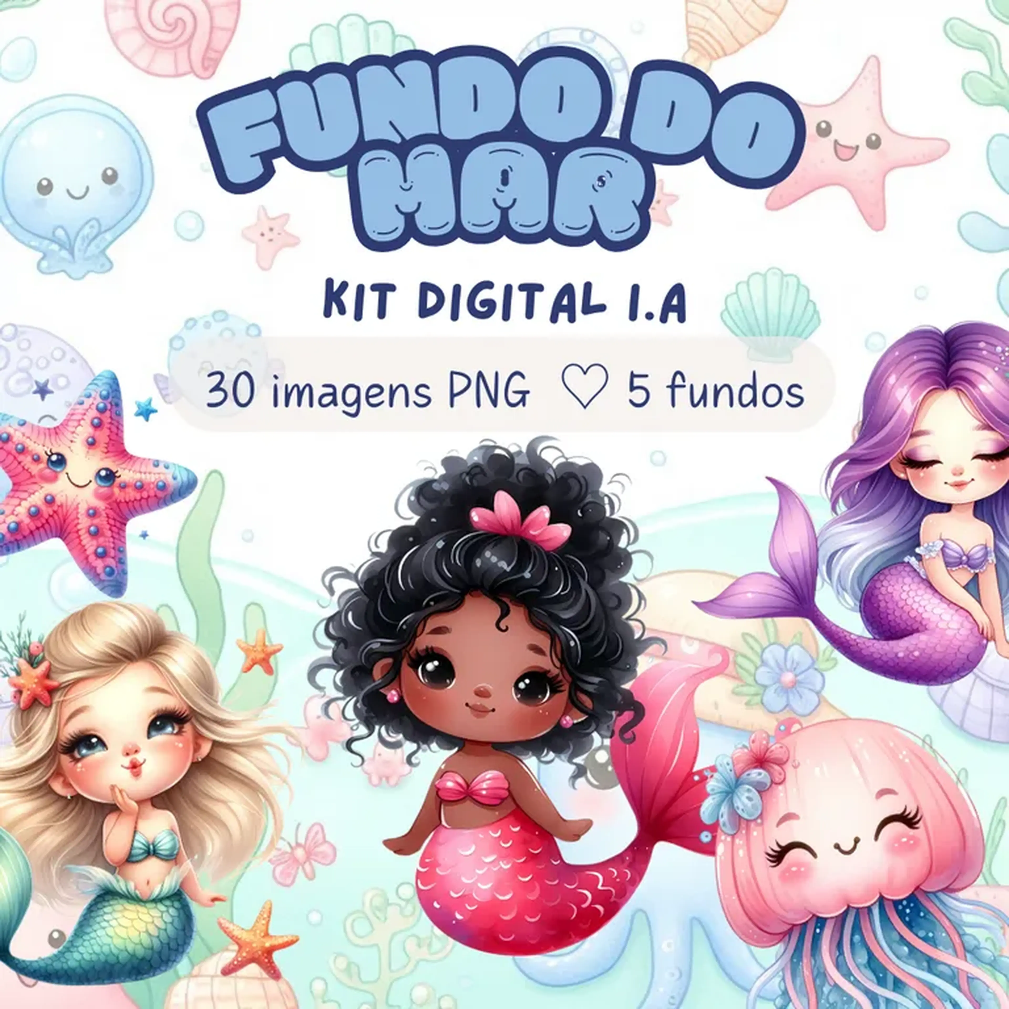 Kit Digital Fundo do Mar - PNG I.A imagem