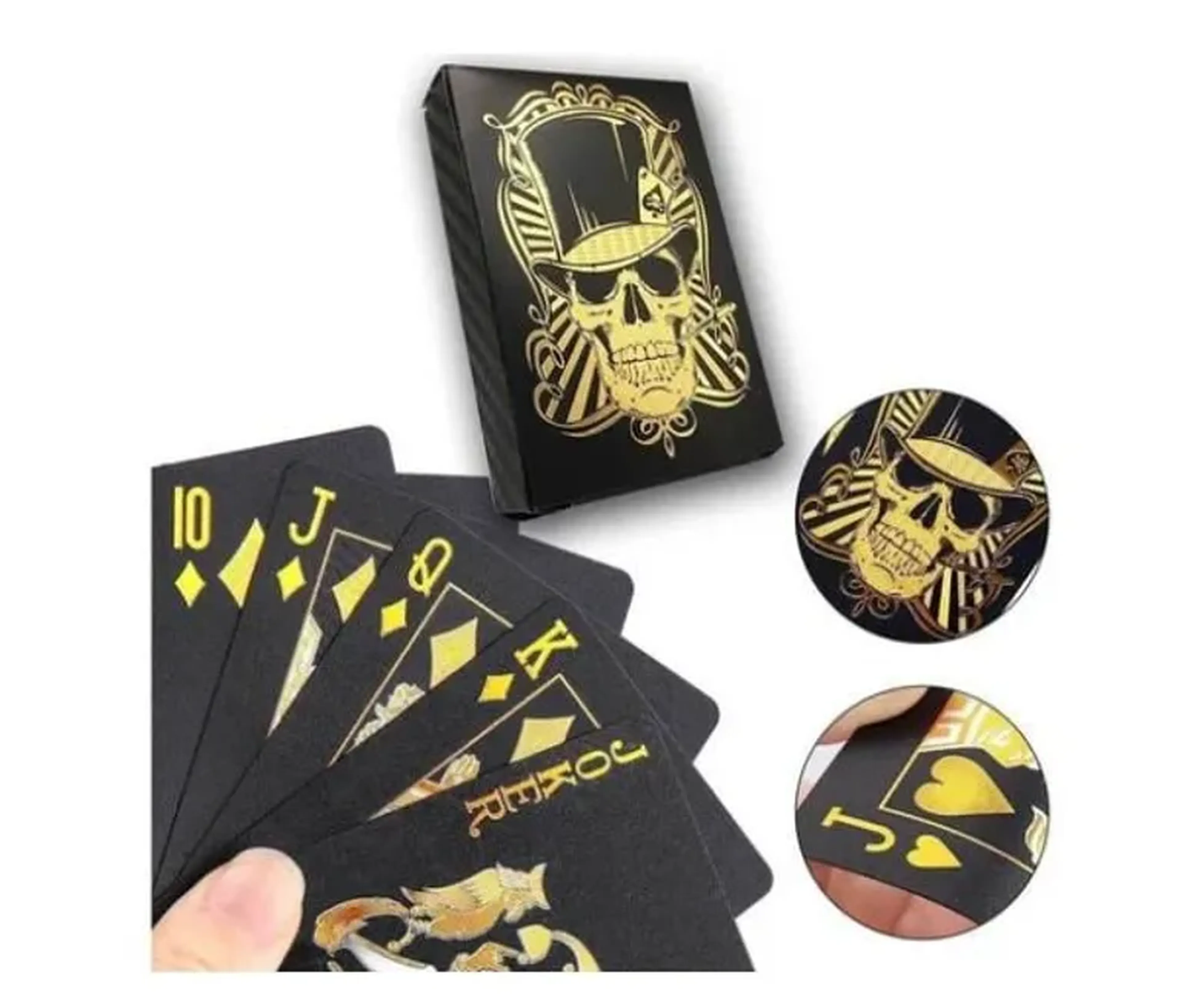 Jogo De Baralho Preto Ouro 24k Prova D Agua imagem