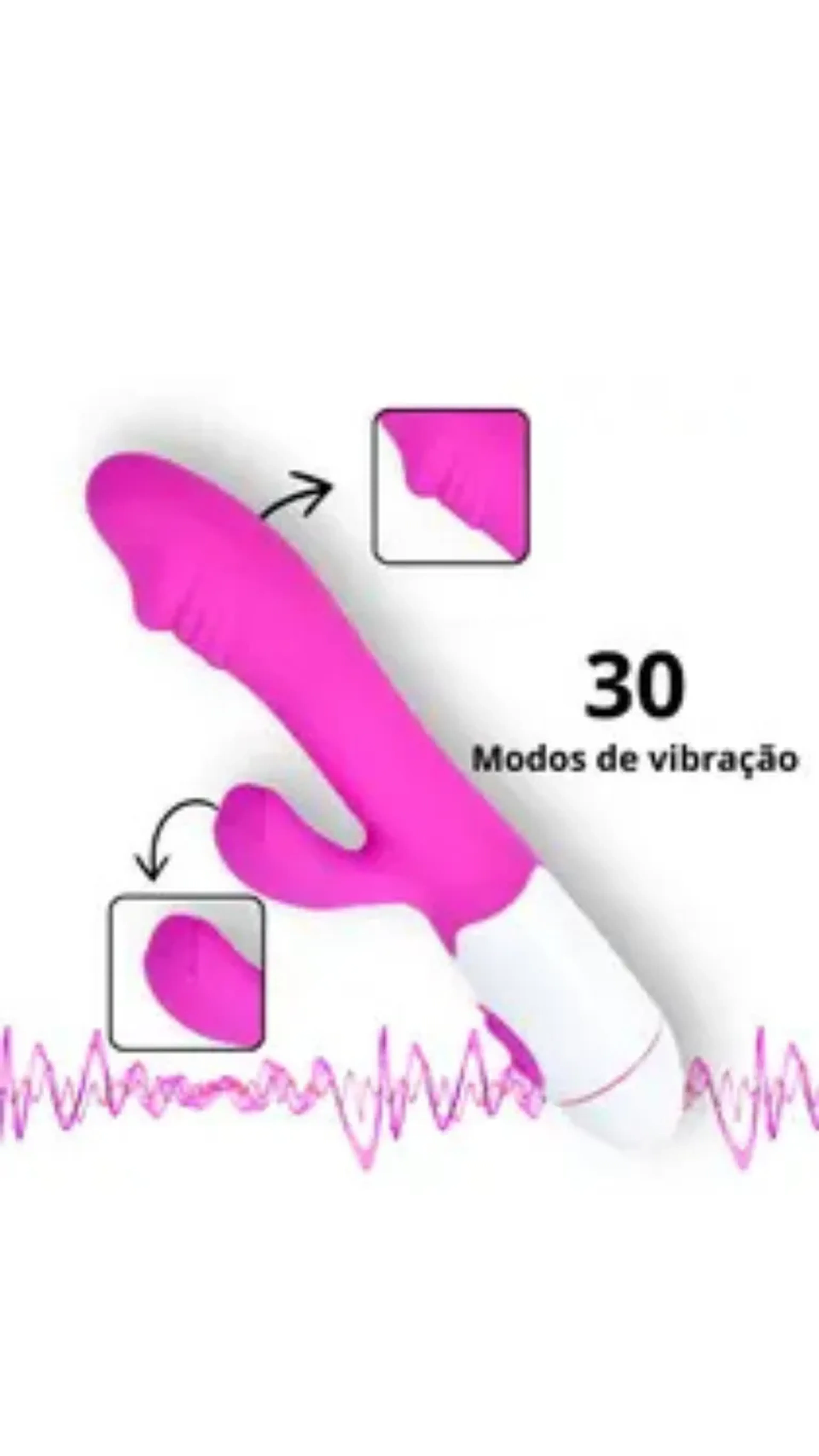 Vibrador com Glande e Estímulo para Clitóris 30 v a pilha Verde imagem