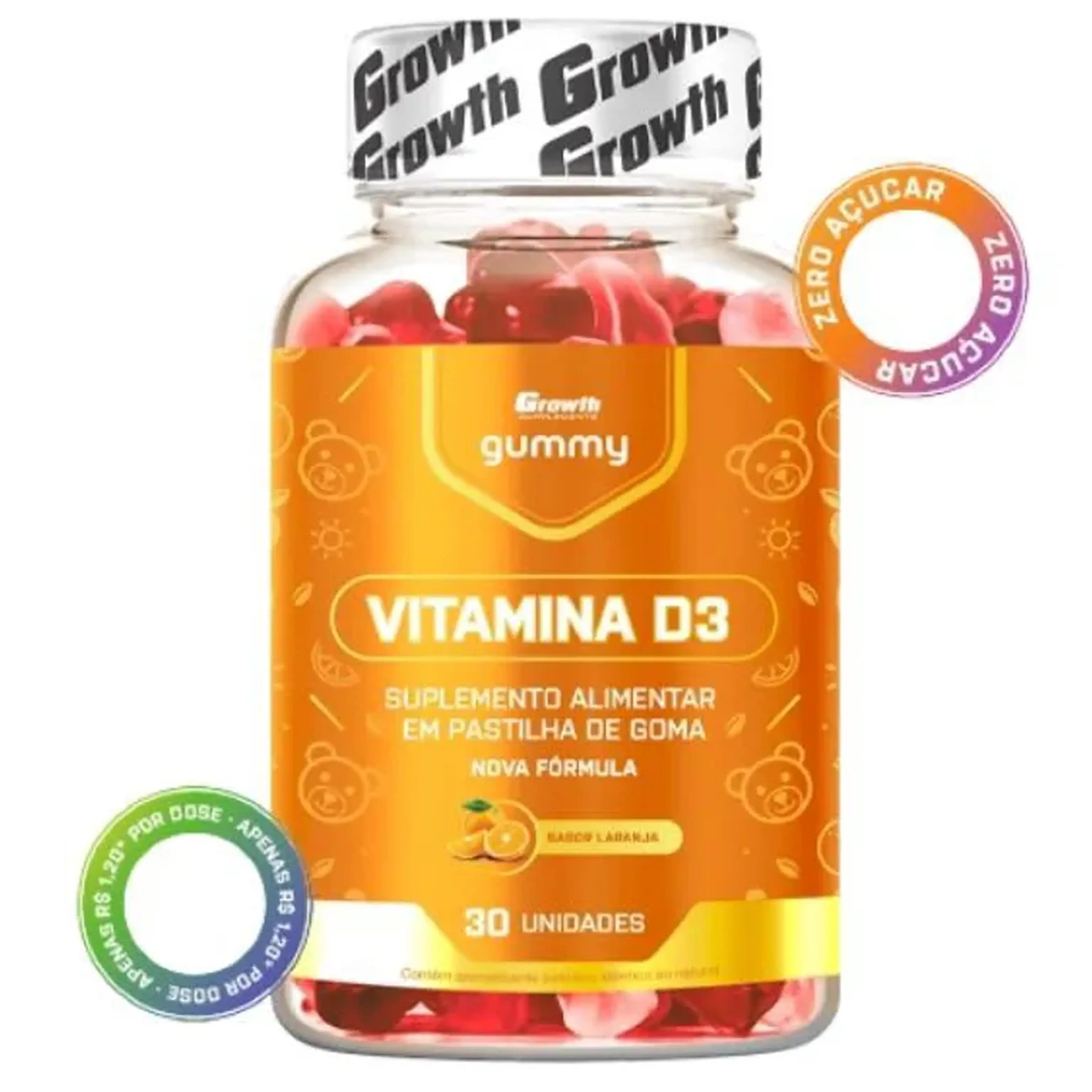 VITAMINA D3 GUMMY 30UN - GROWTH SUPPLEMENTS imagem