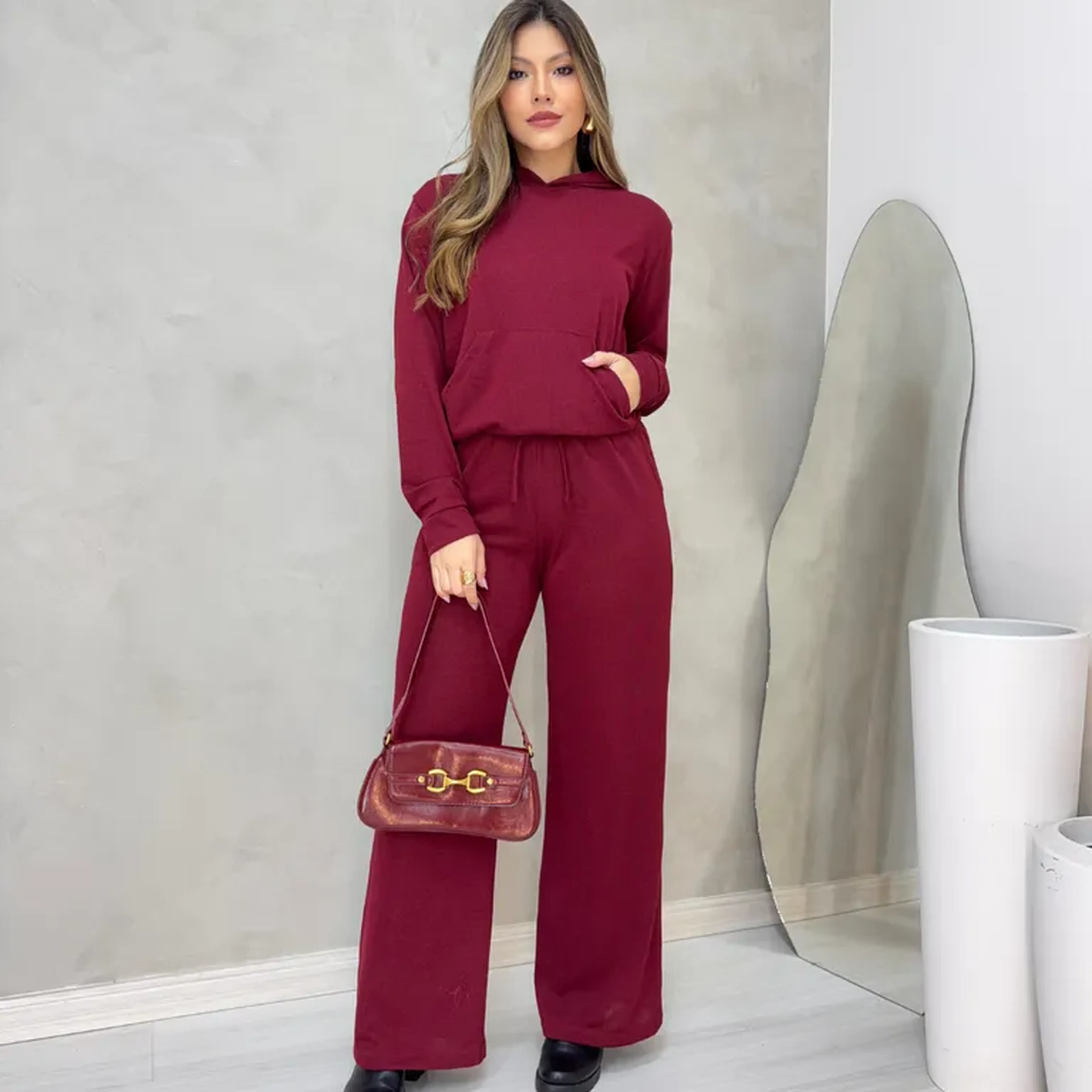Conjunto Bordô Bolso Canguru Lanzinha imagem