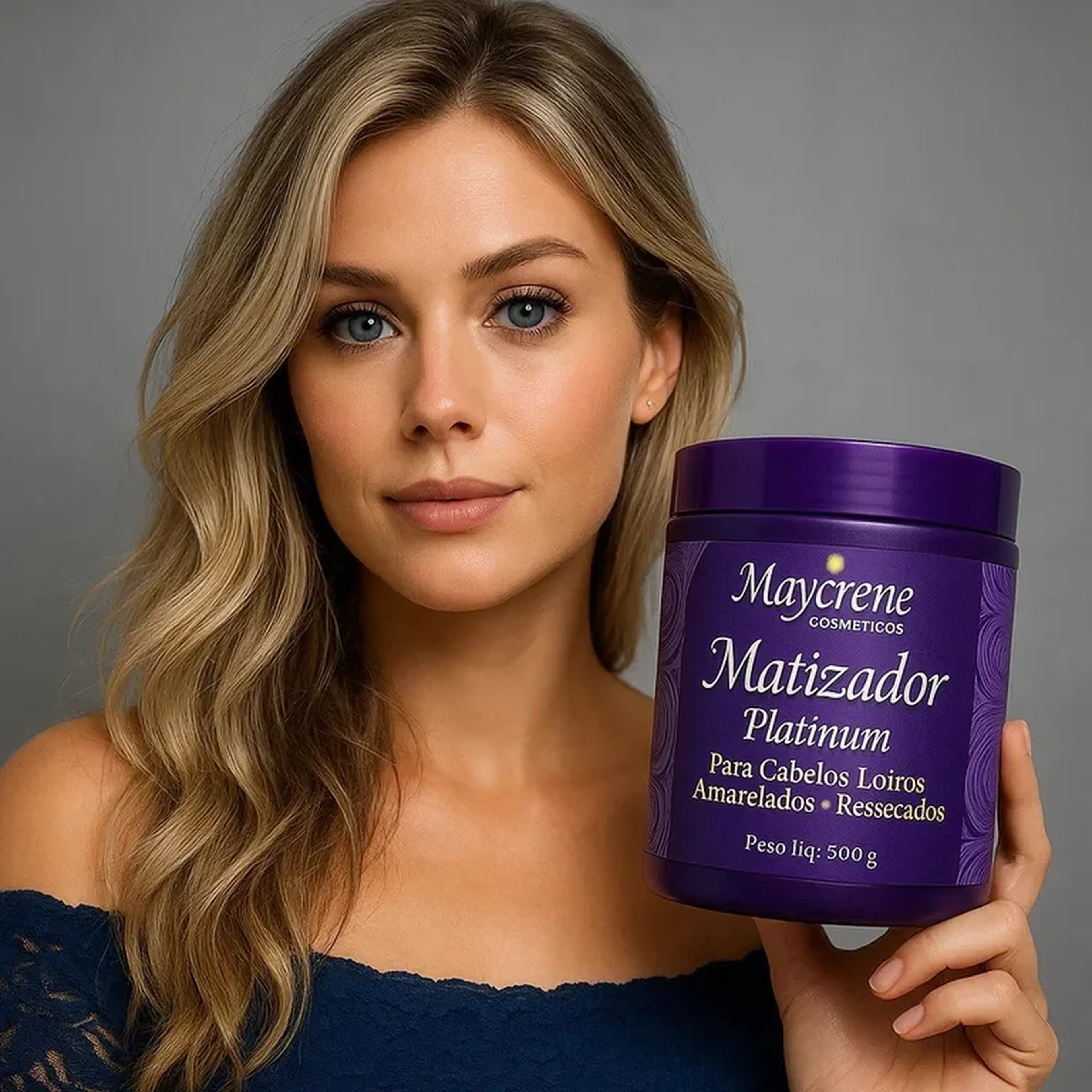 Máscara Matizador Platinado Loiro Maycrene 500g imagem