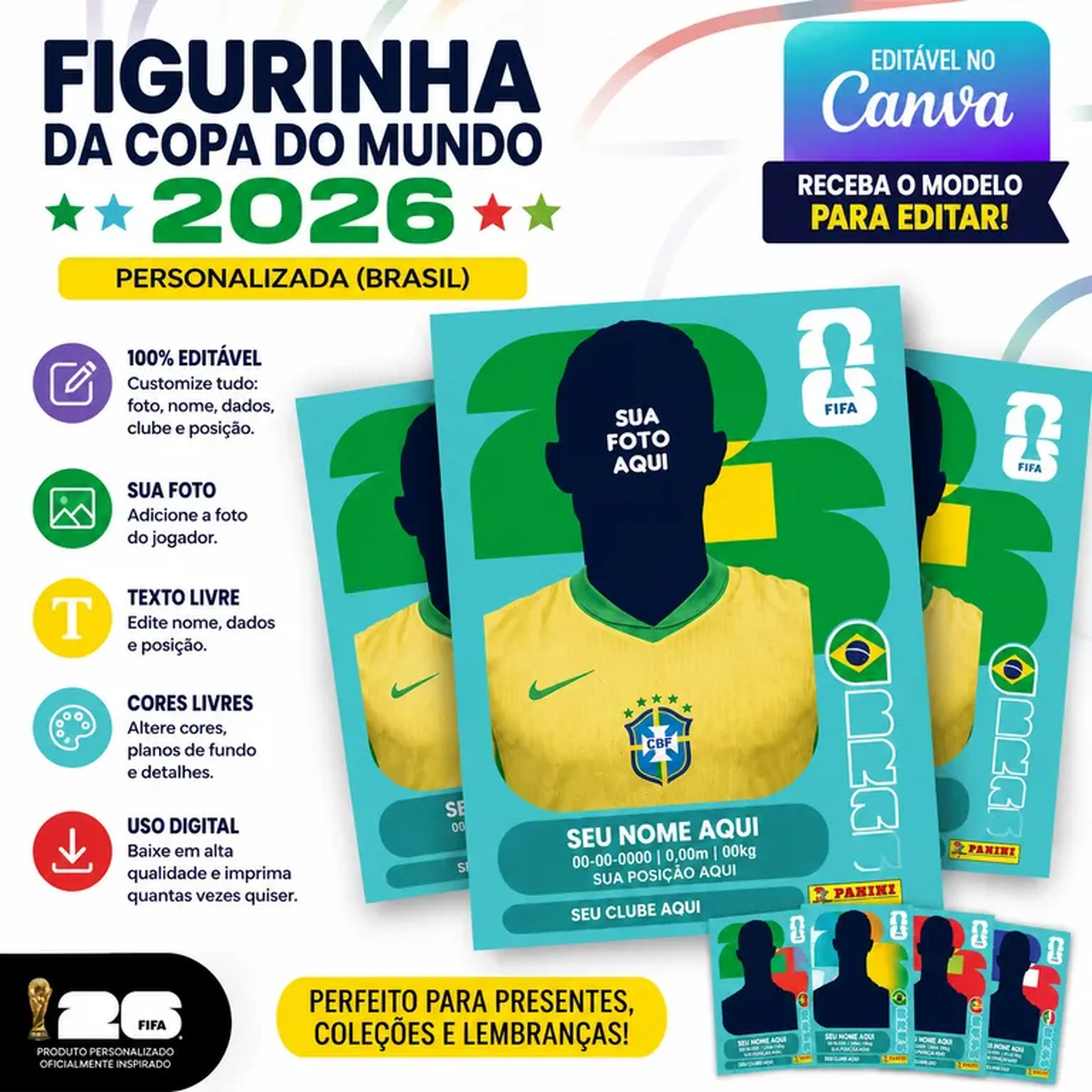 Figurinha Editável Copa do Mundo 2026 imagem