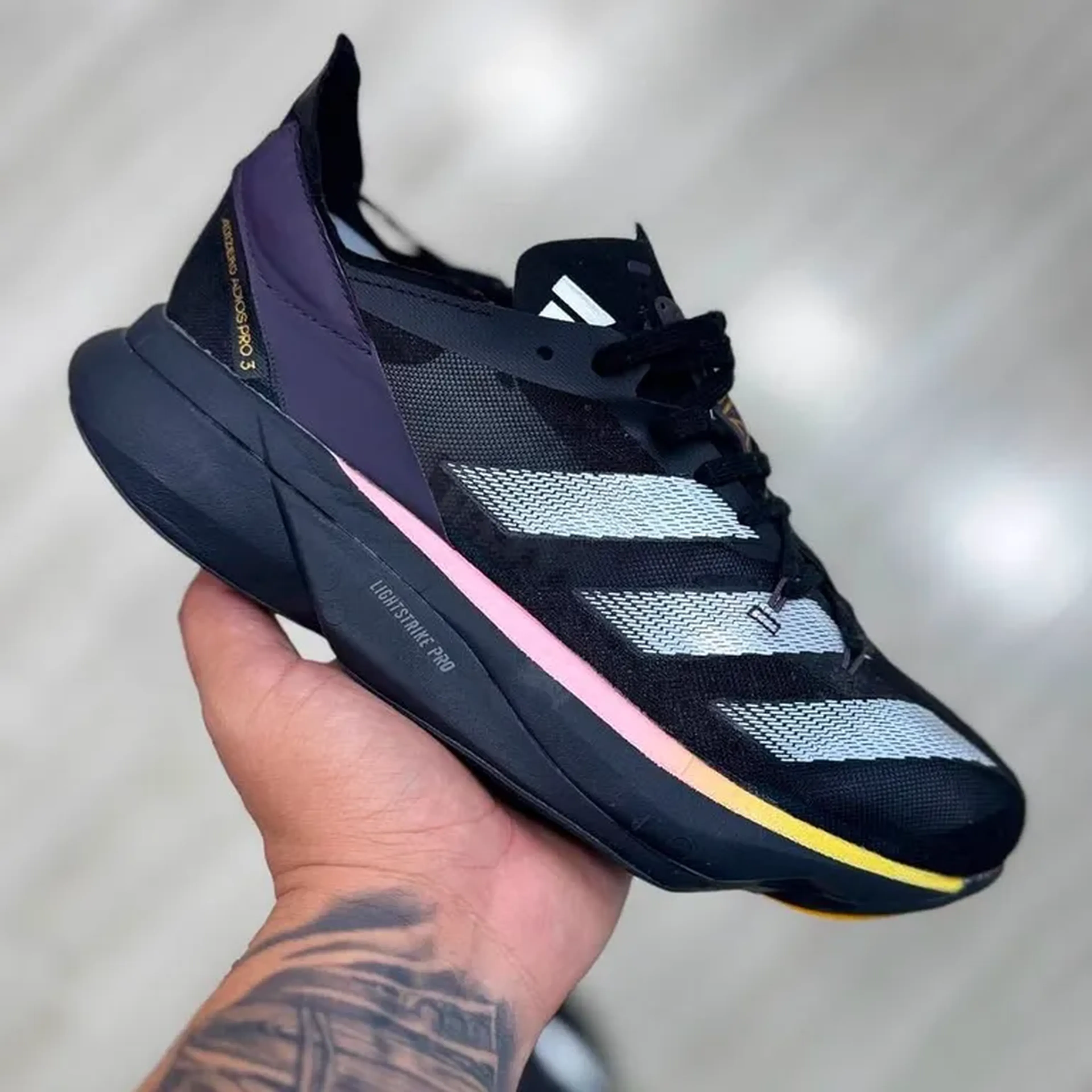 Adidas Adizero Adios Pro 3 Preto Branco Amarelo Rosa imagem