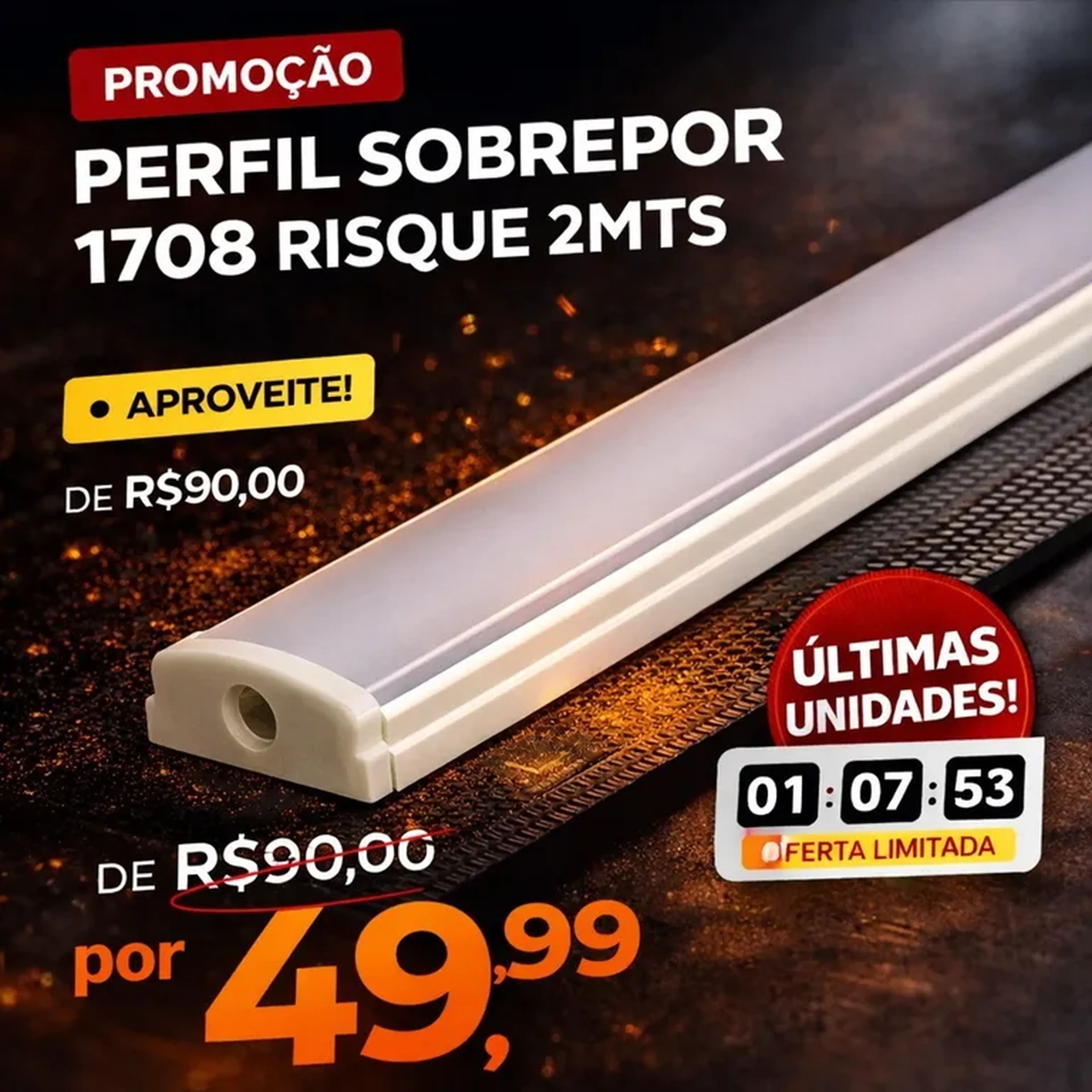 Perfil para Fita de led 2metro imagem