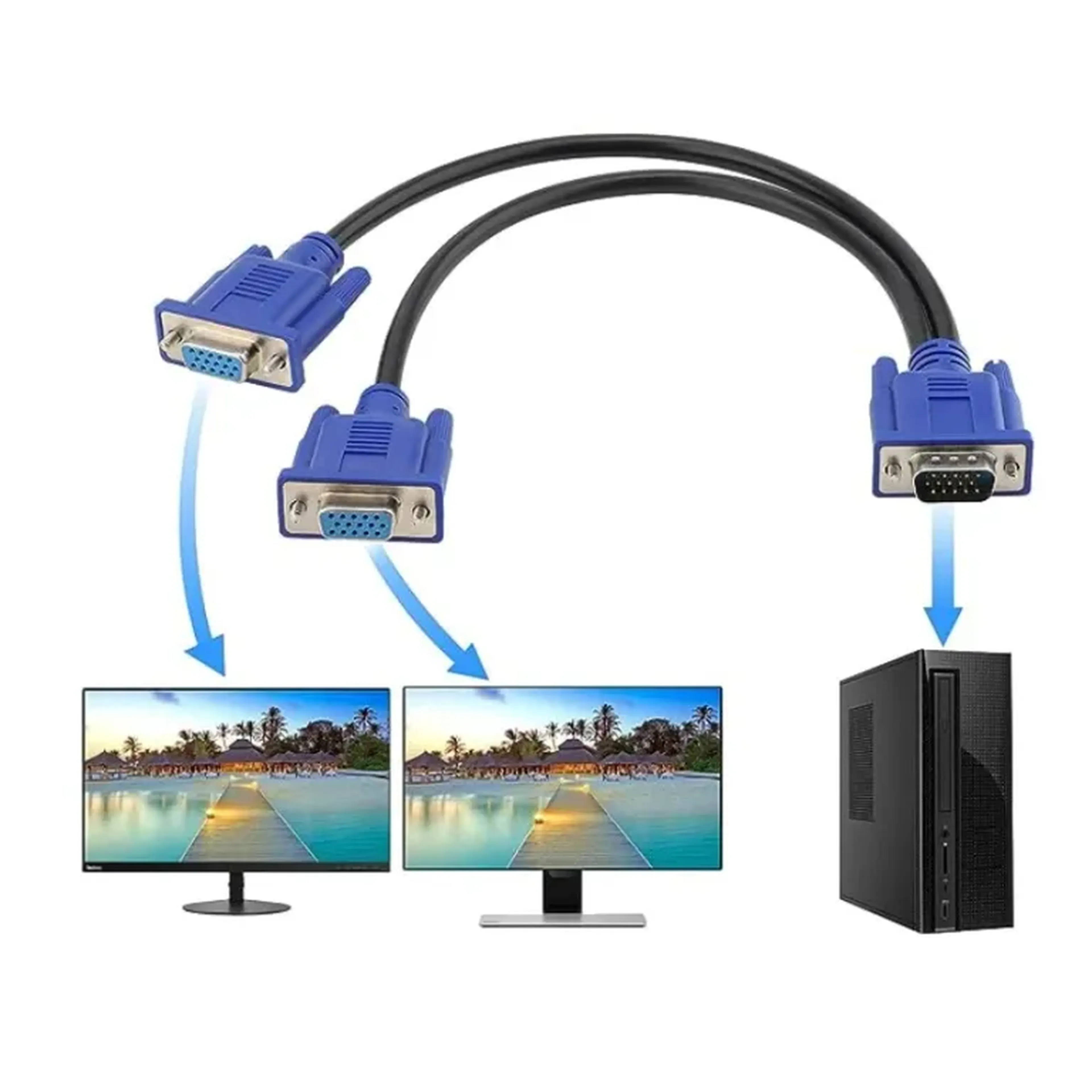 Divisor VGA duplo para monitor VGA , 1 macho para 2 fêmeas– MU35 imagem