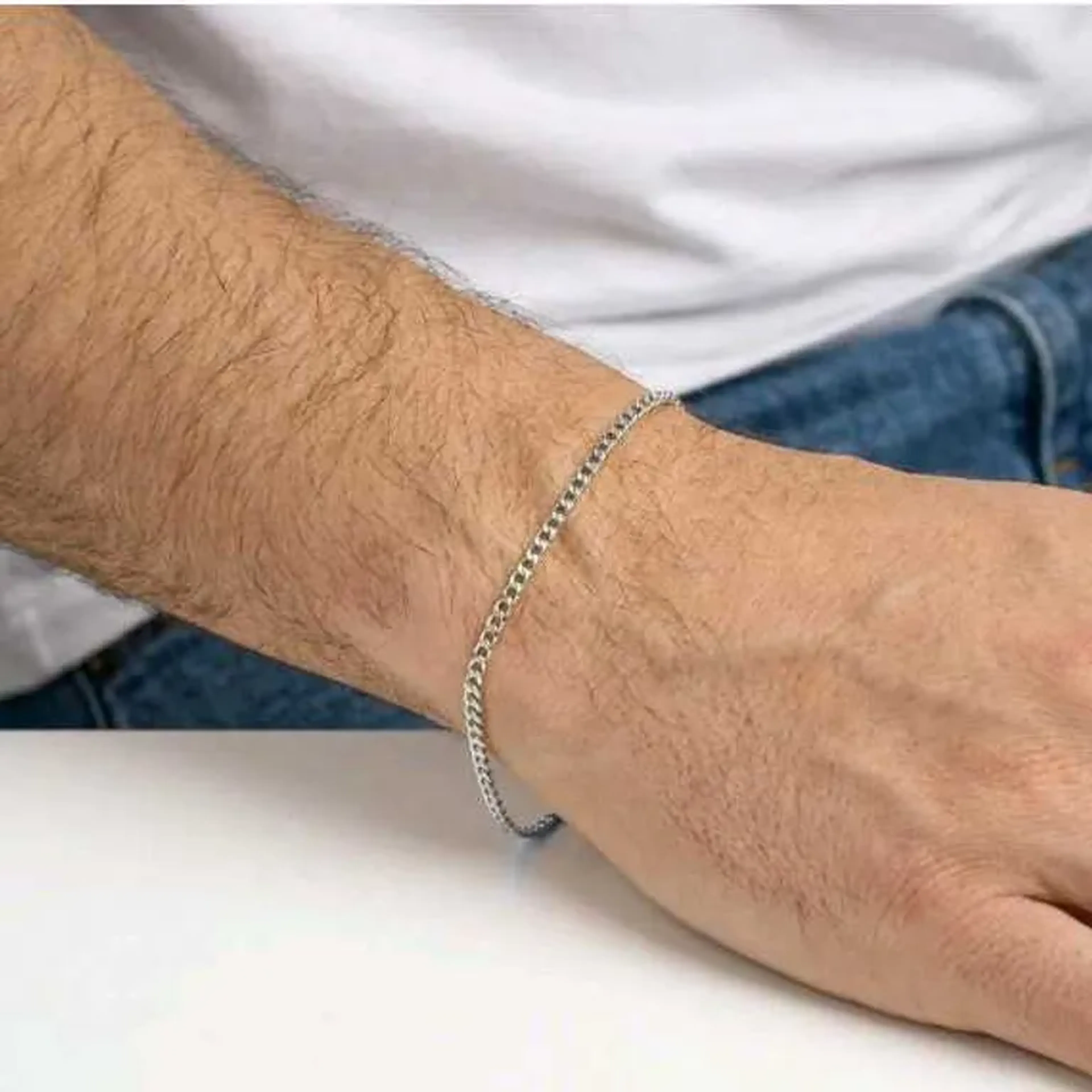 Pulseira prata masculina imagem