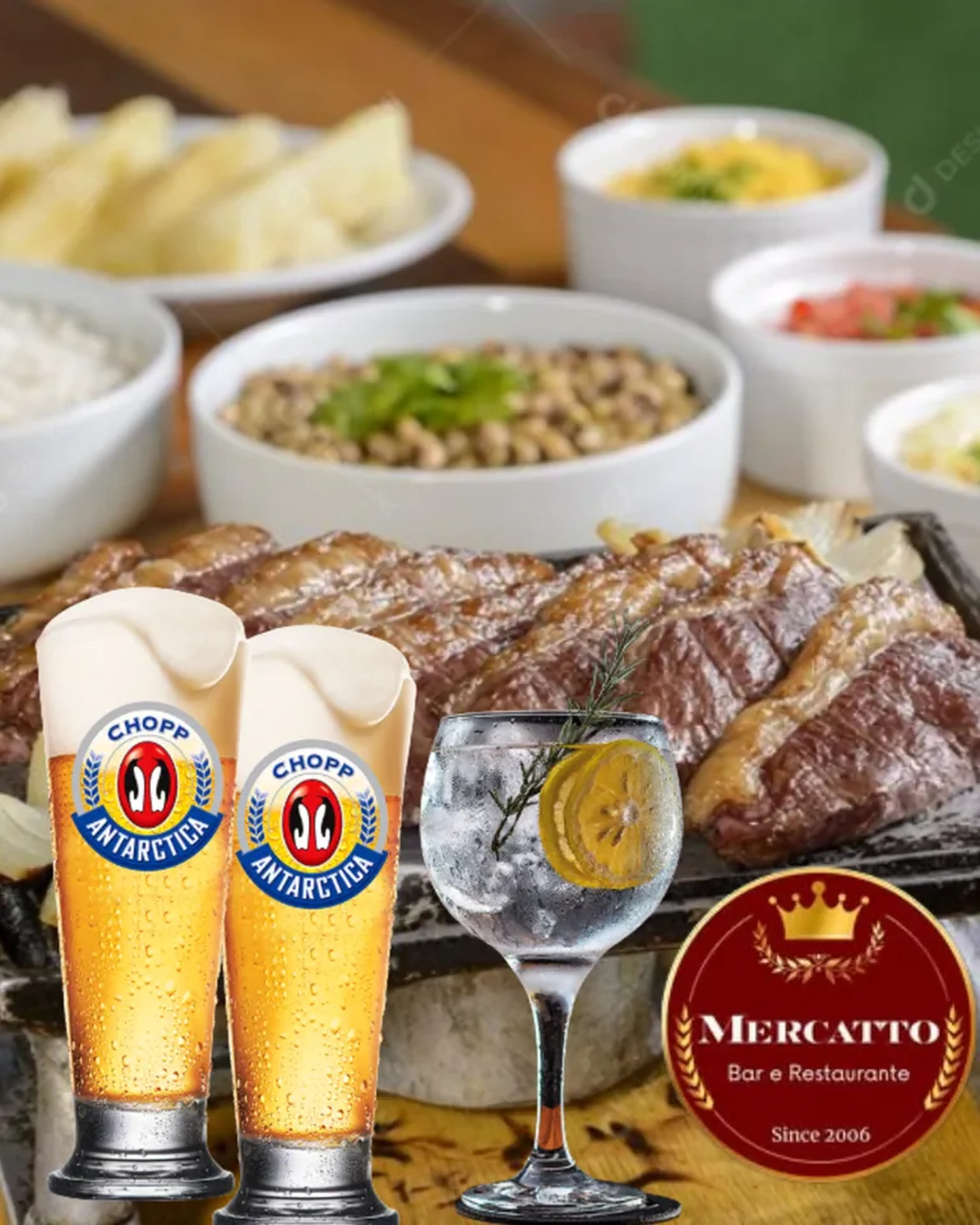Picanha no Rechaud + 2 Choop Antartica + 1 Drink Gin Tonica imagem