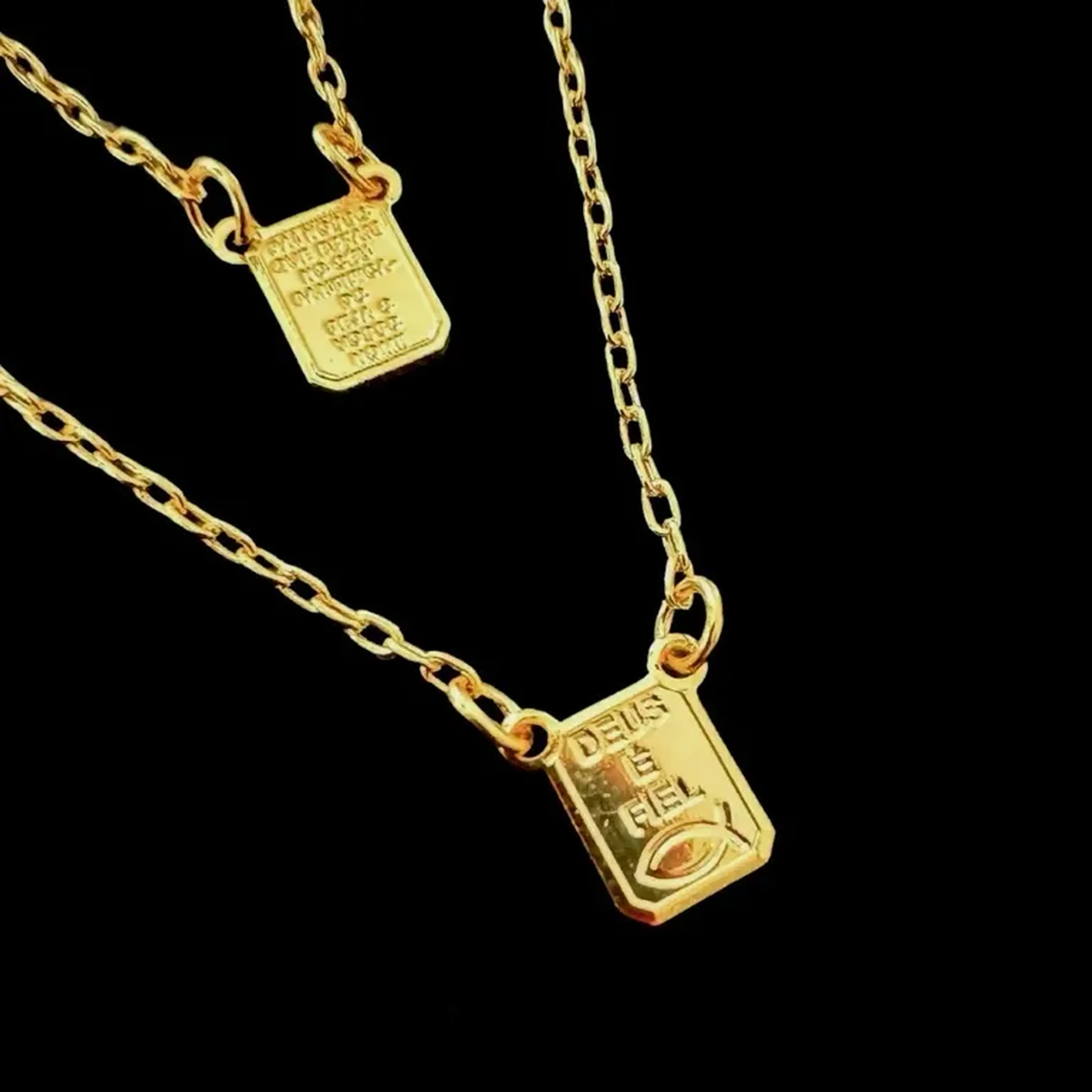 Escapulário P 70cm Deus é Fiel Banhado a Ouro 18k imagem