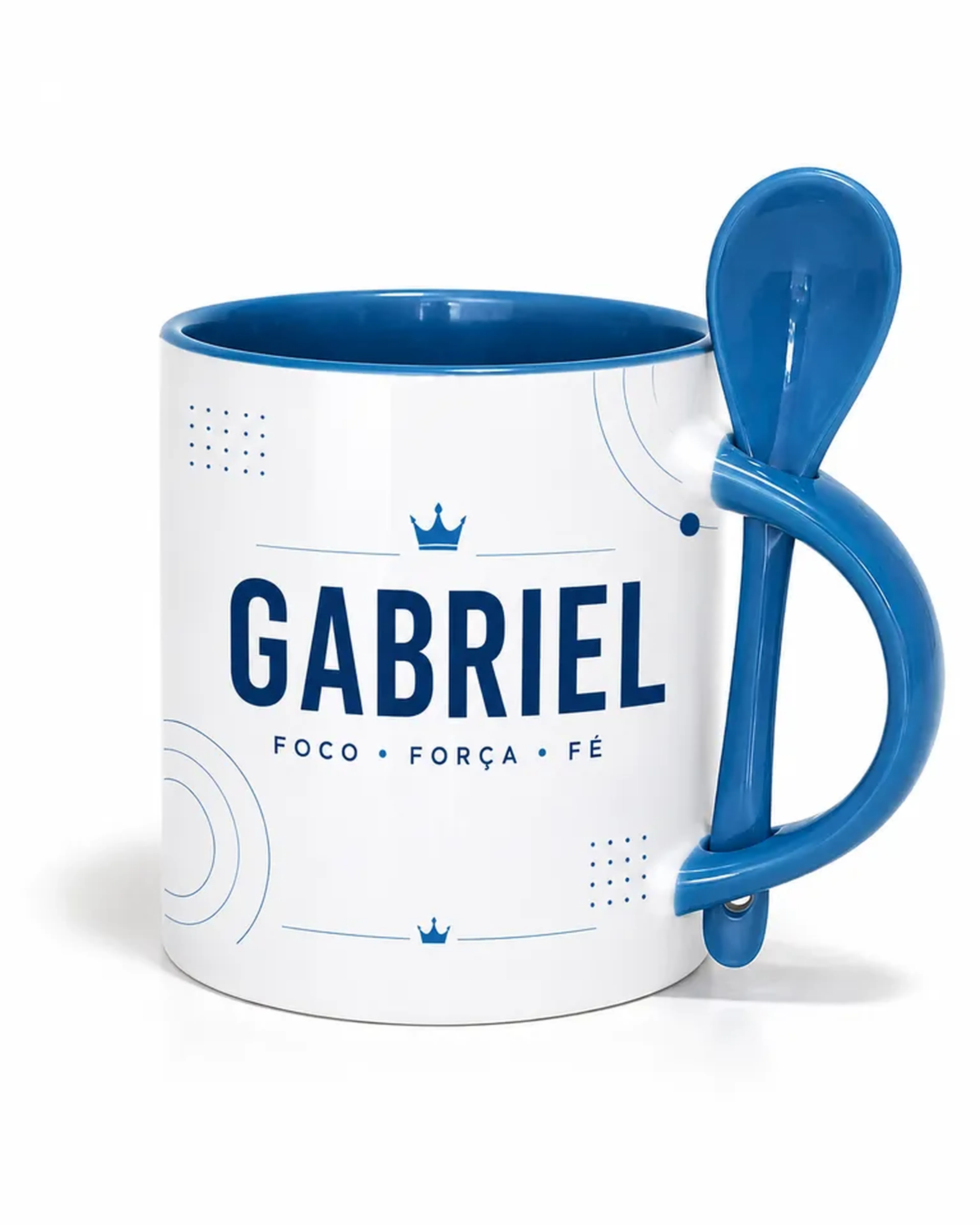 Caneca com Colher Reta - Azul Claro imagem