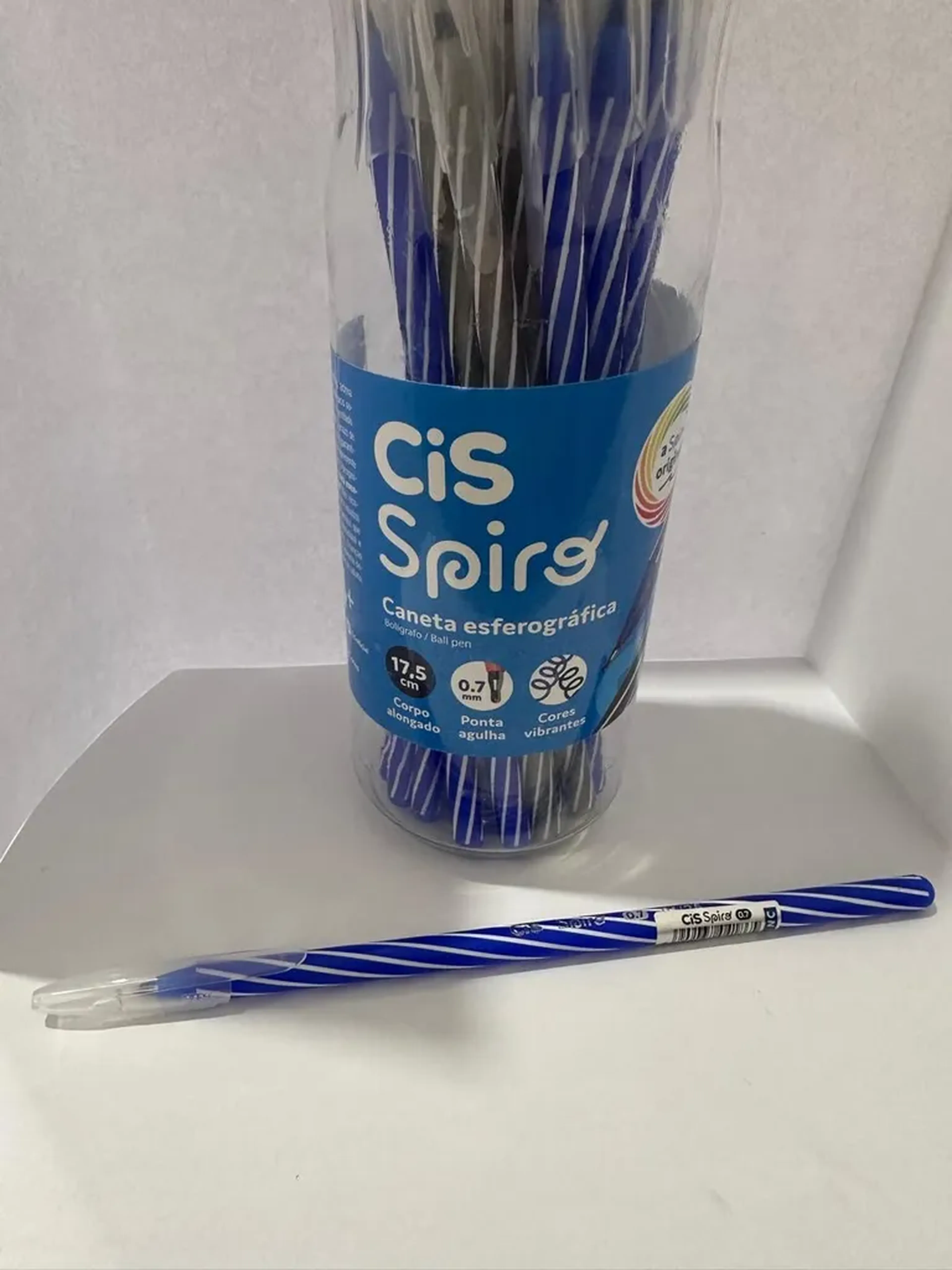 Caneta esferográfica cor azul escuro Cis Spiro (Venda Unitária) imagem