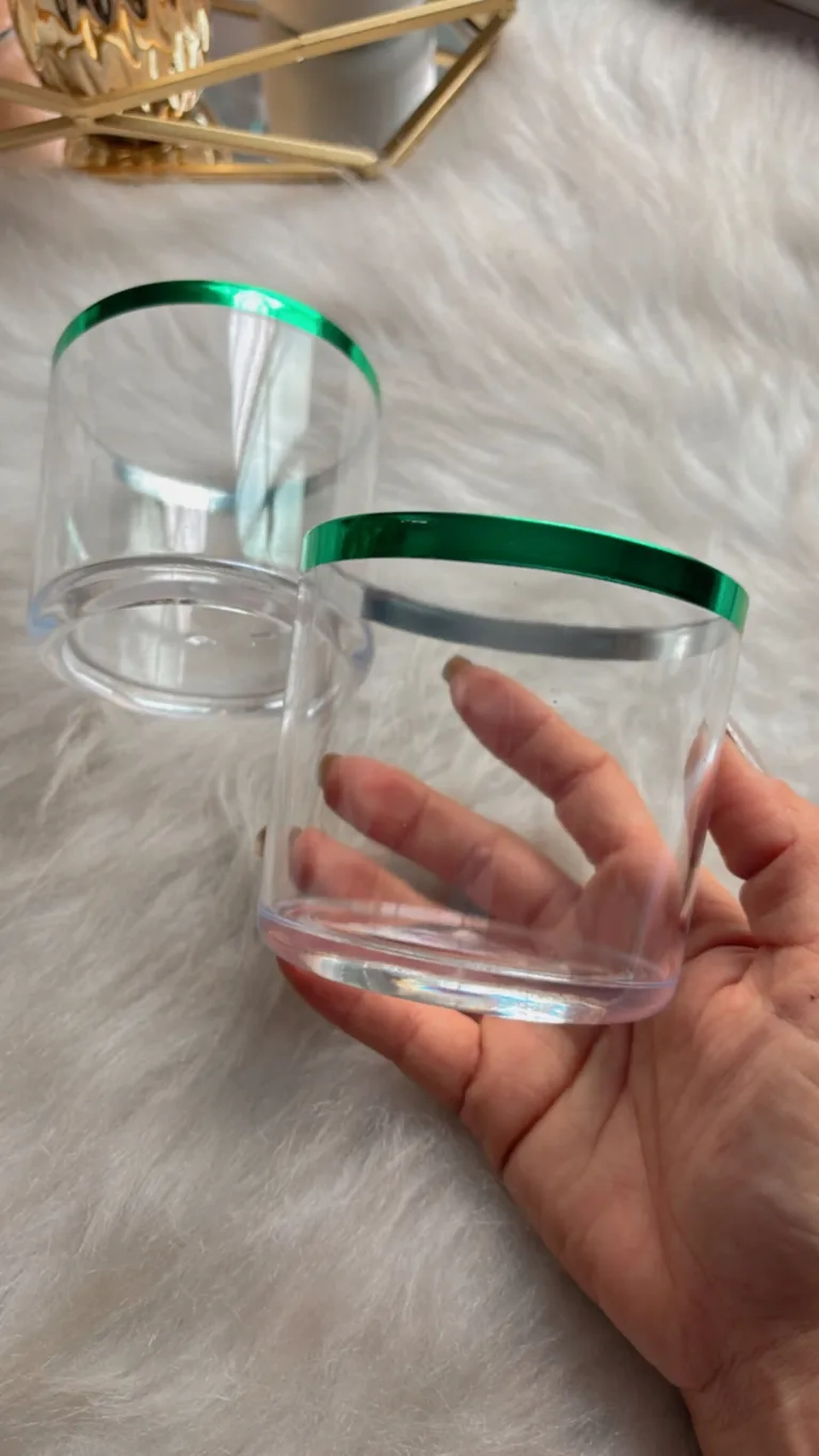 Copos Whiskey Cristal Borda Verde imagem