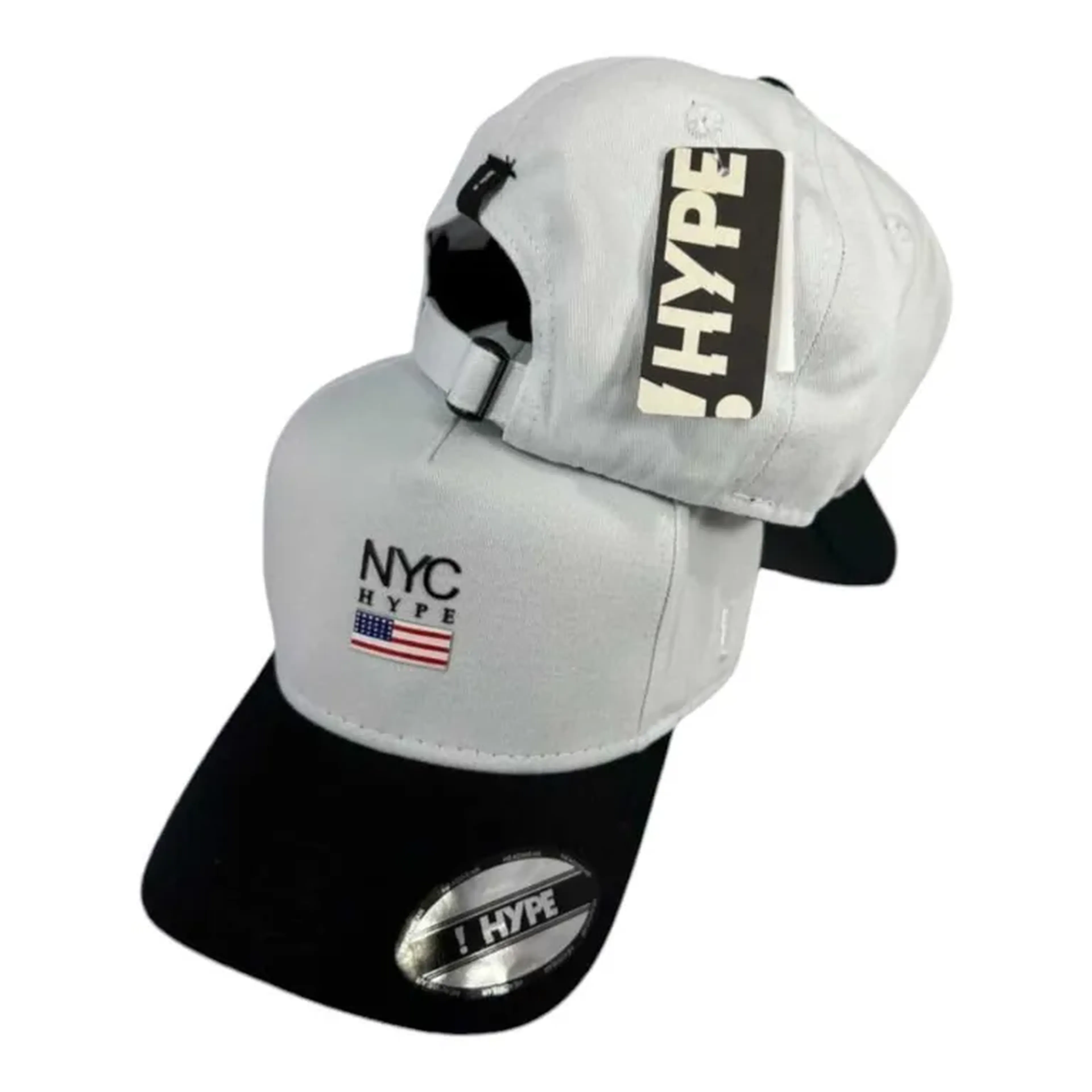 Boné Hype NYC Branco Aba Preta imagem