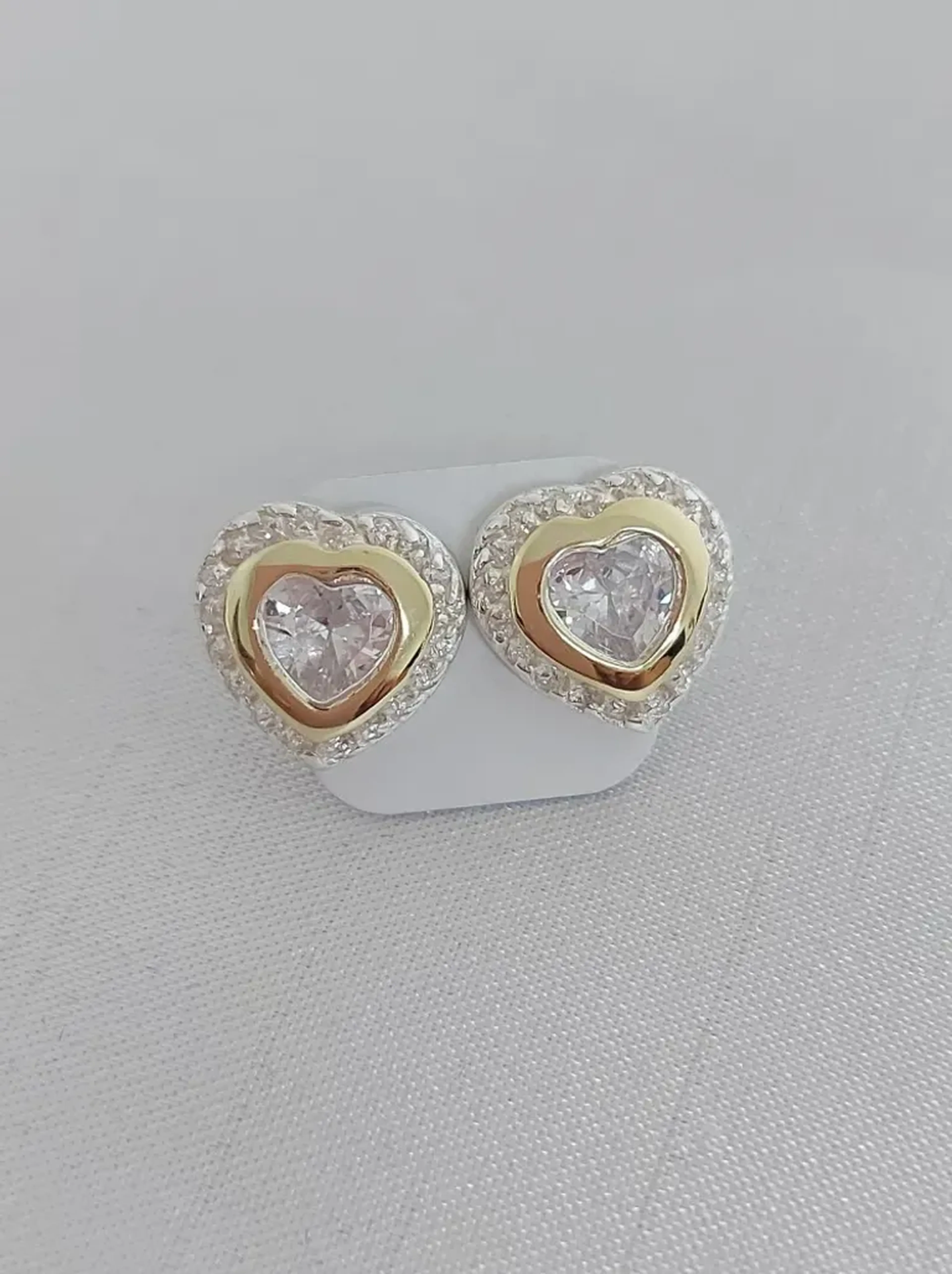 Brinco Coração Prata 925 com Filete de Ouro 14k imagem