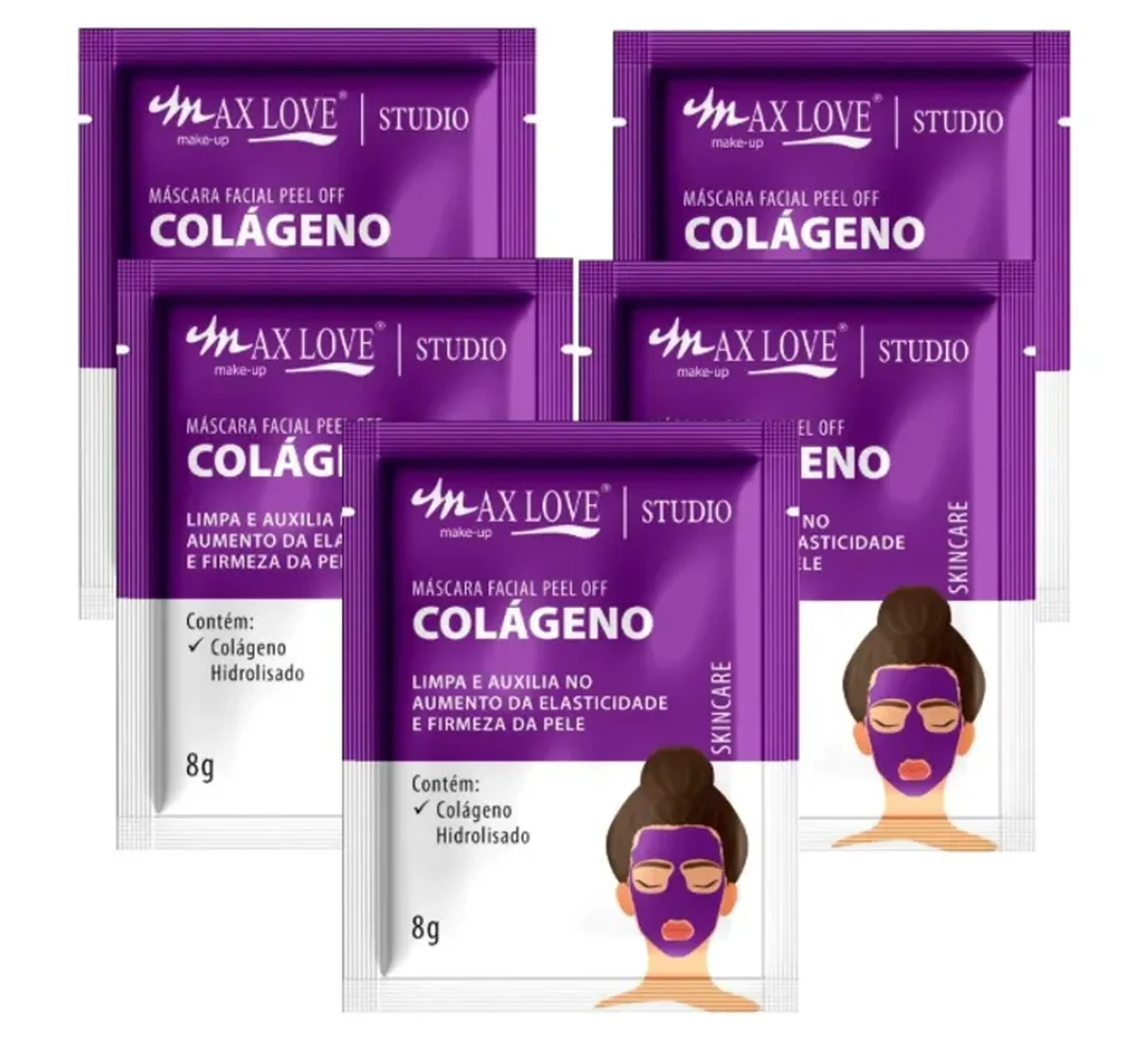 kit 3 Máscaras Faciais Peel Off Max Love 8g imagem