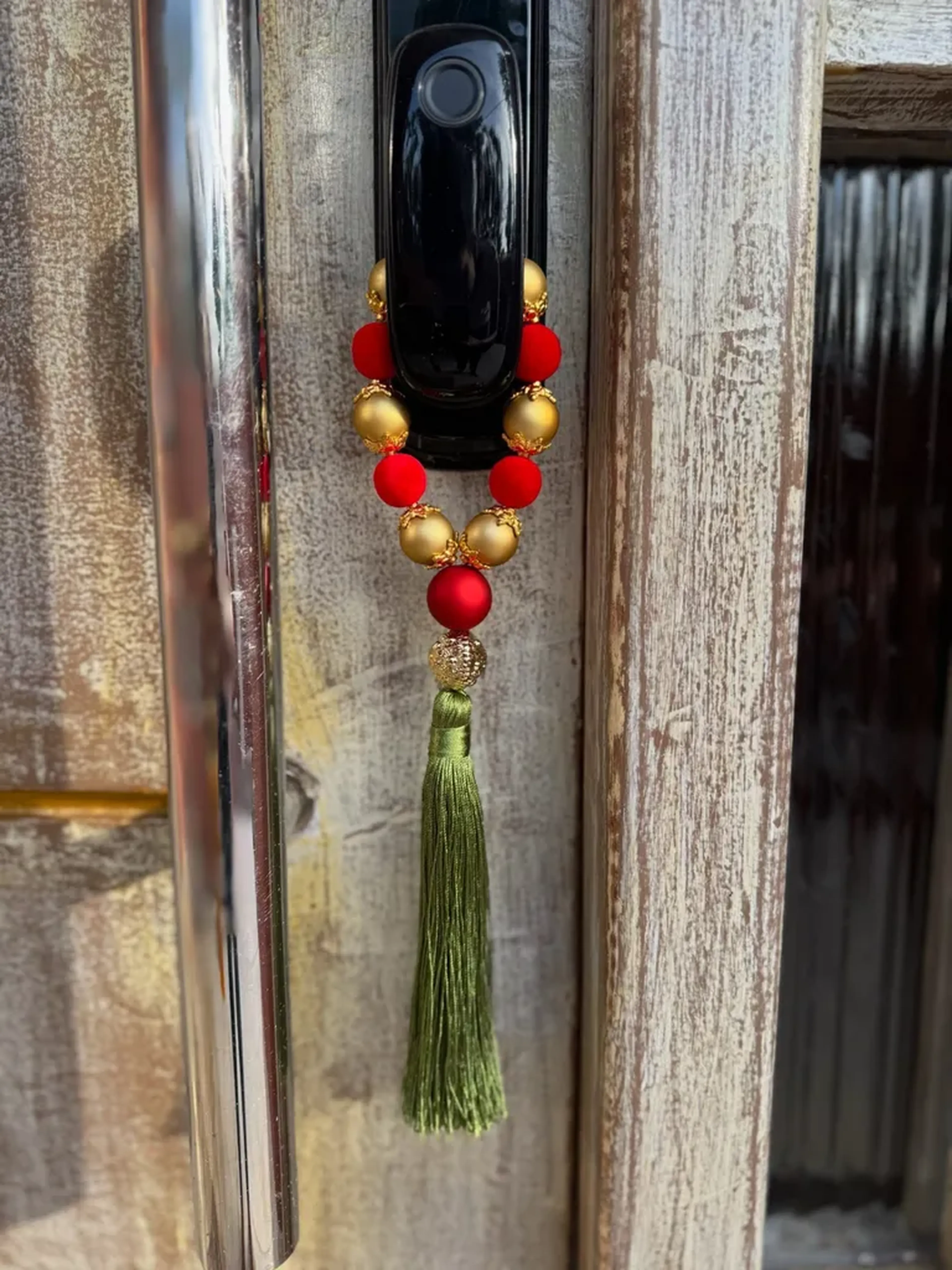ENFEITE DE PORTA NATAL VERMELHO\DOURADO\VERDE (REF 145) imagem