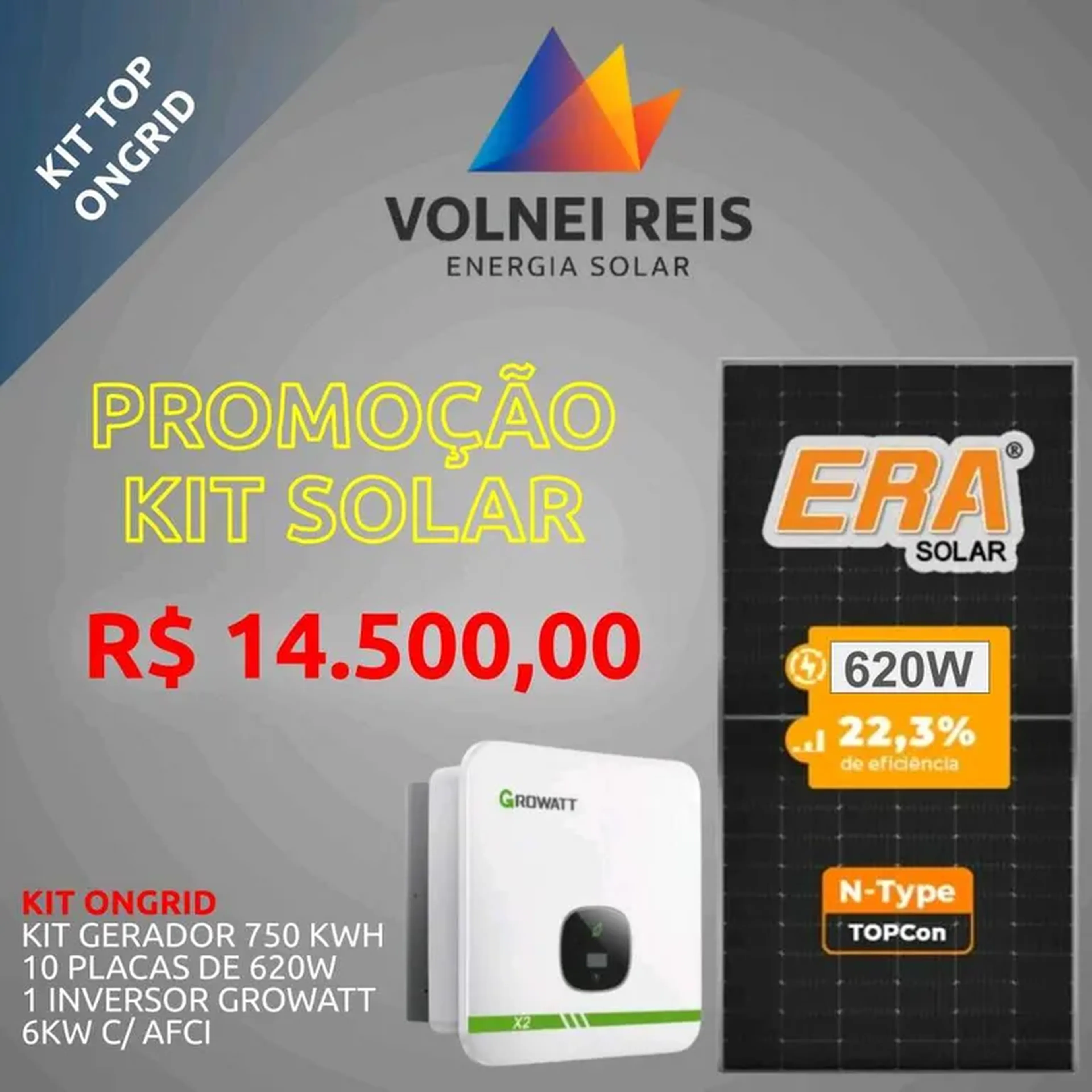 kit energia Ongrid 750kwh imagem
