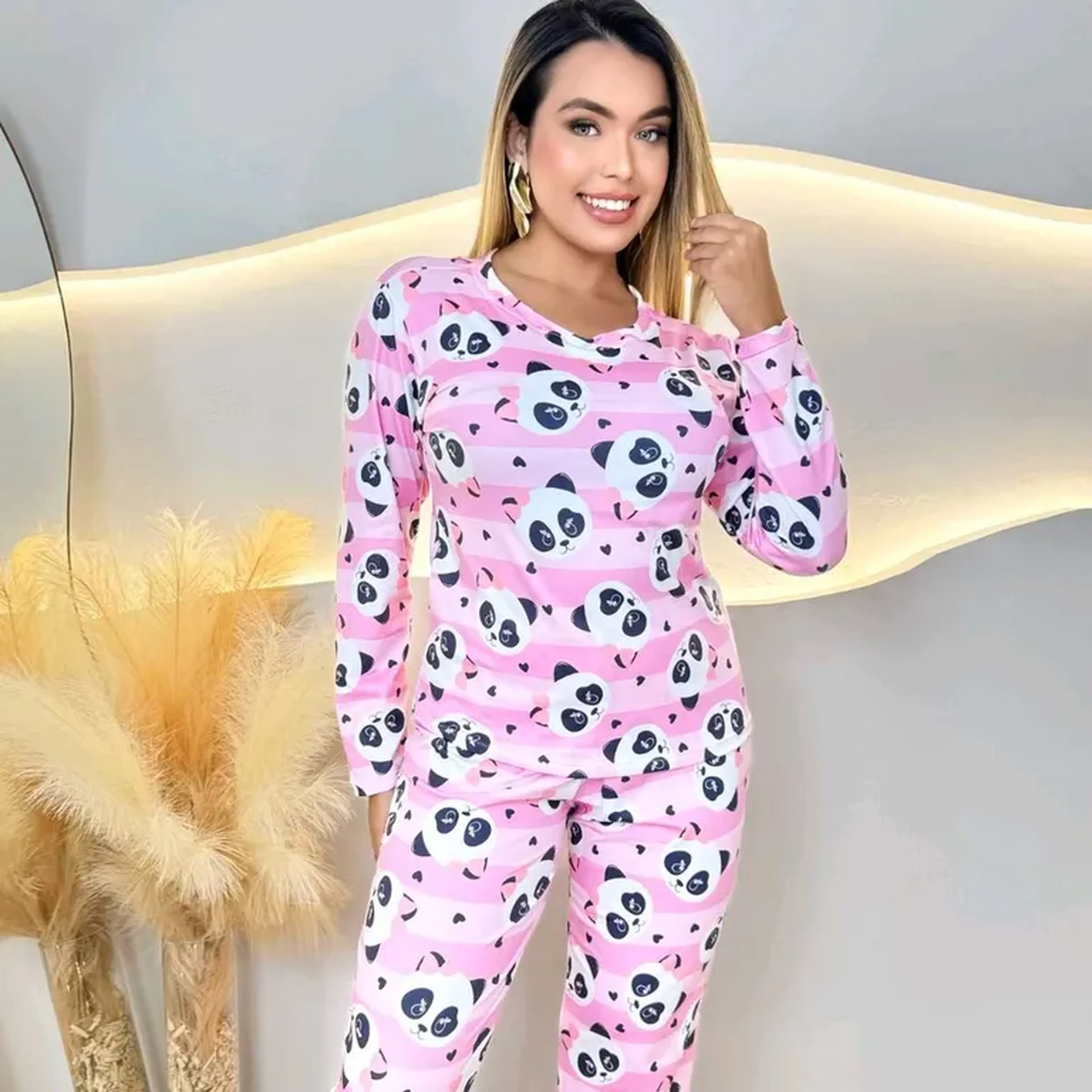 Pijama Manga Longa com Calça imagem