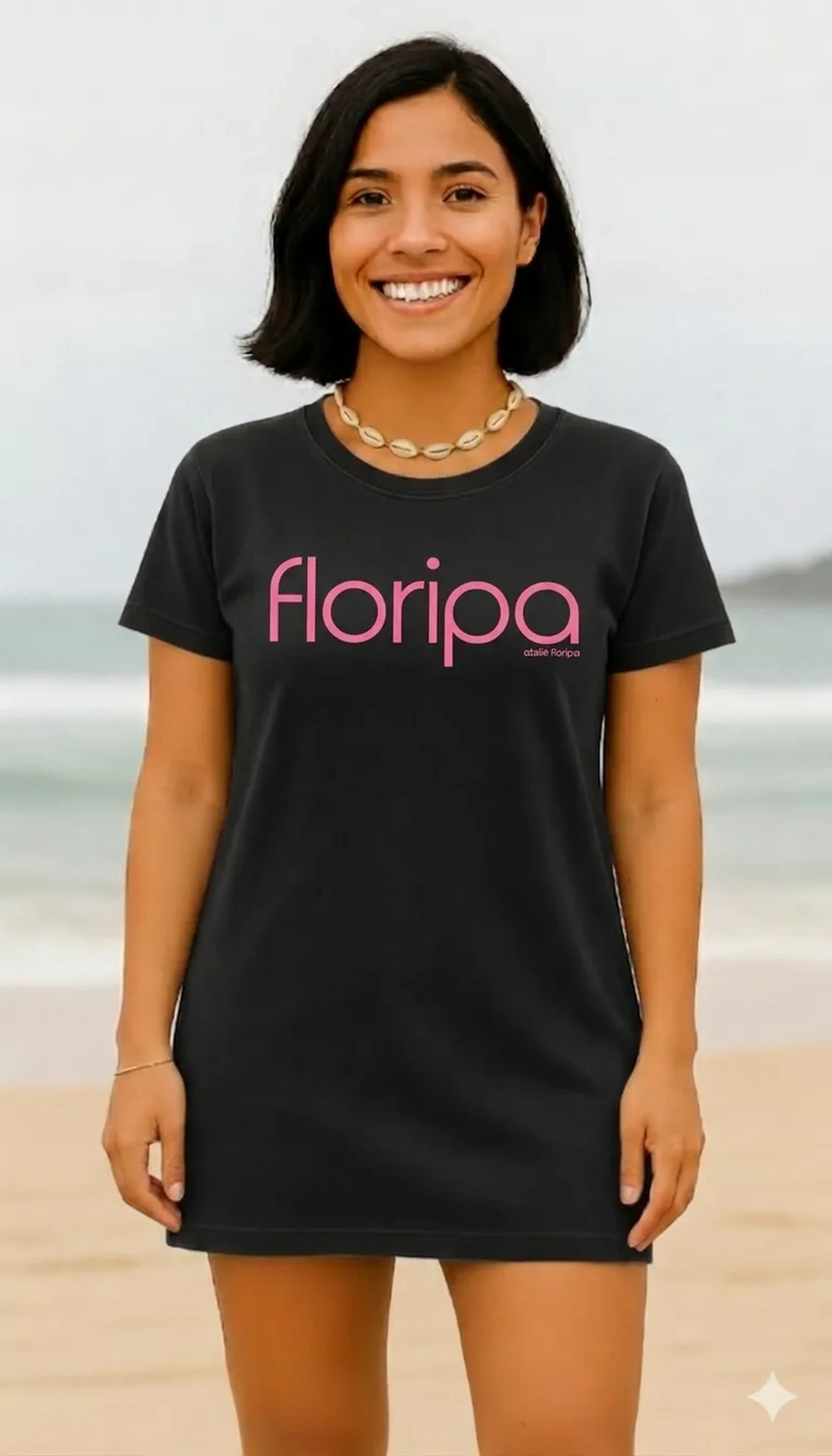 Vestido Preto Floripa Rosa imagem