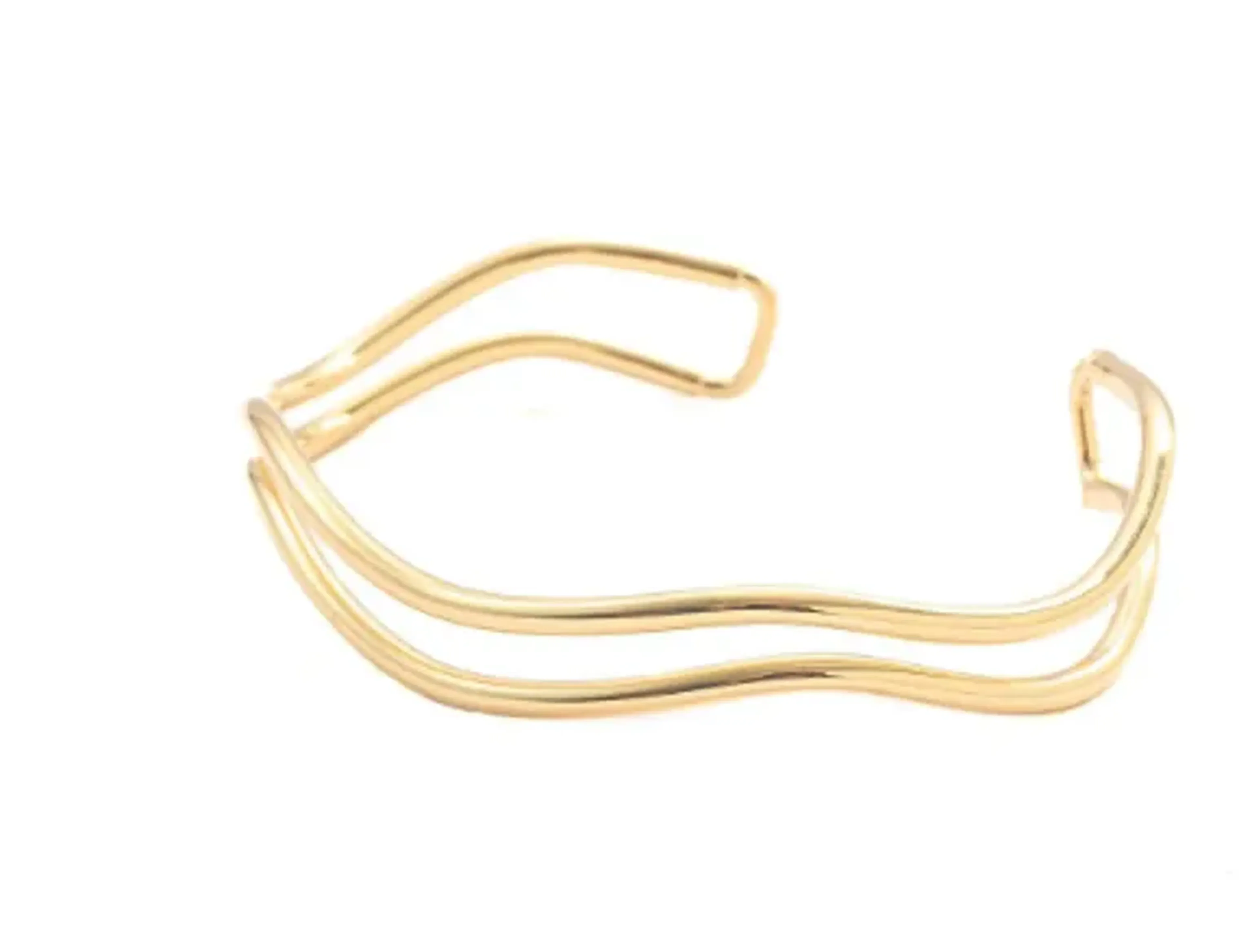 BRACELETE DUPLO ONDAS COM BANHO EM OURO 18K imagem