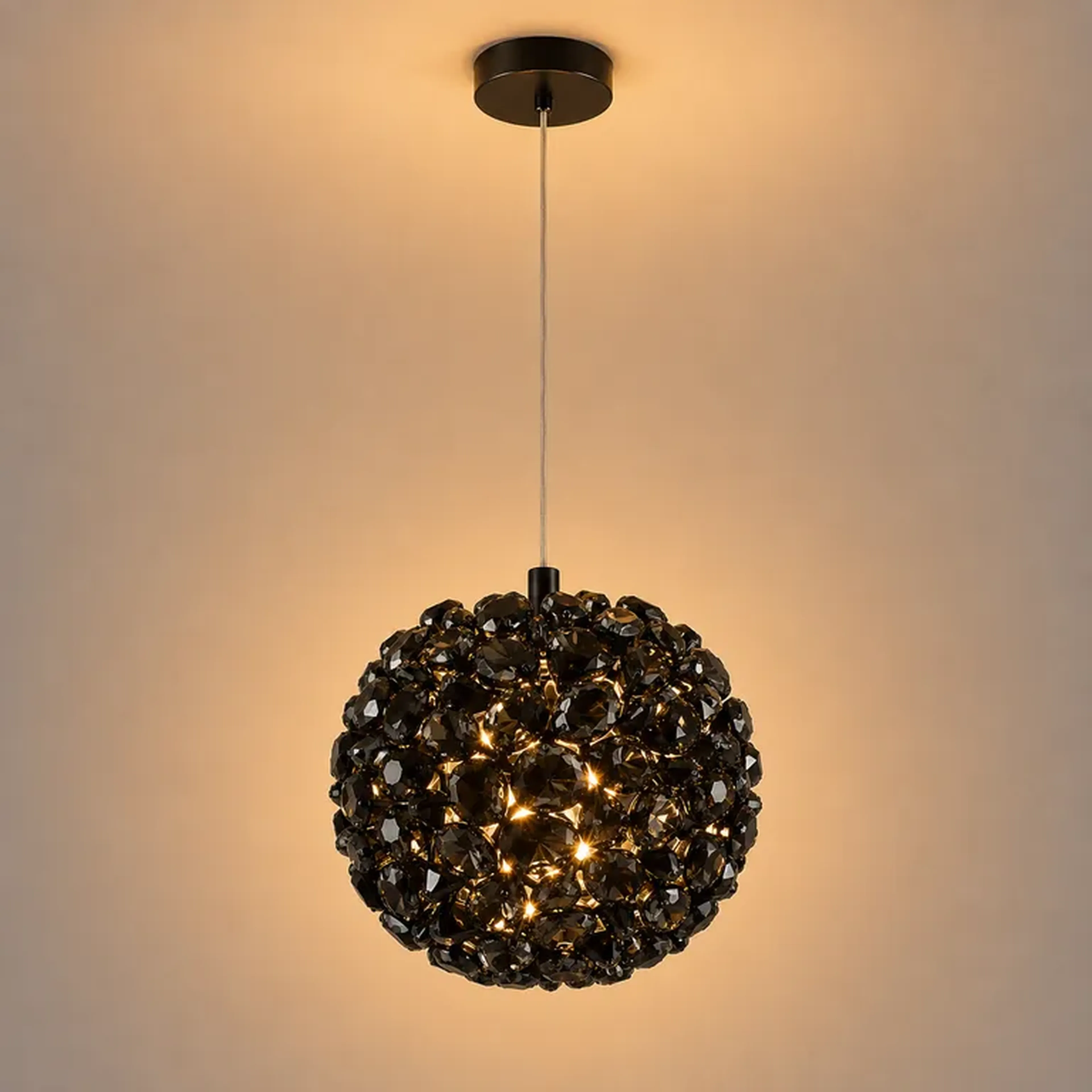 Pendente Castanhas Cristais 7D Fumê 12W 3.000K 20cm imagem