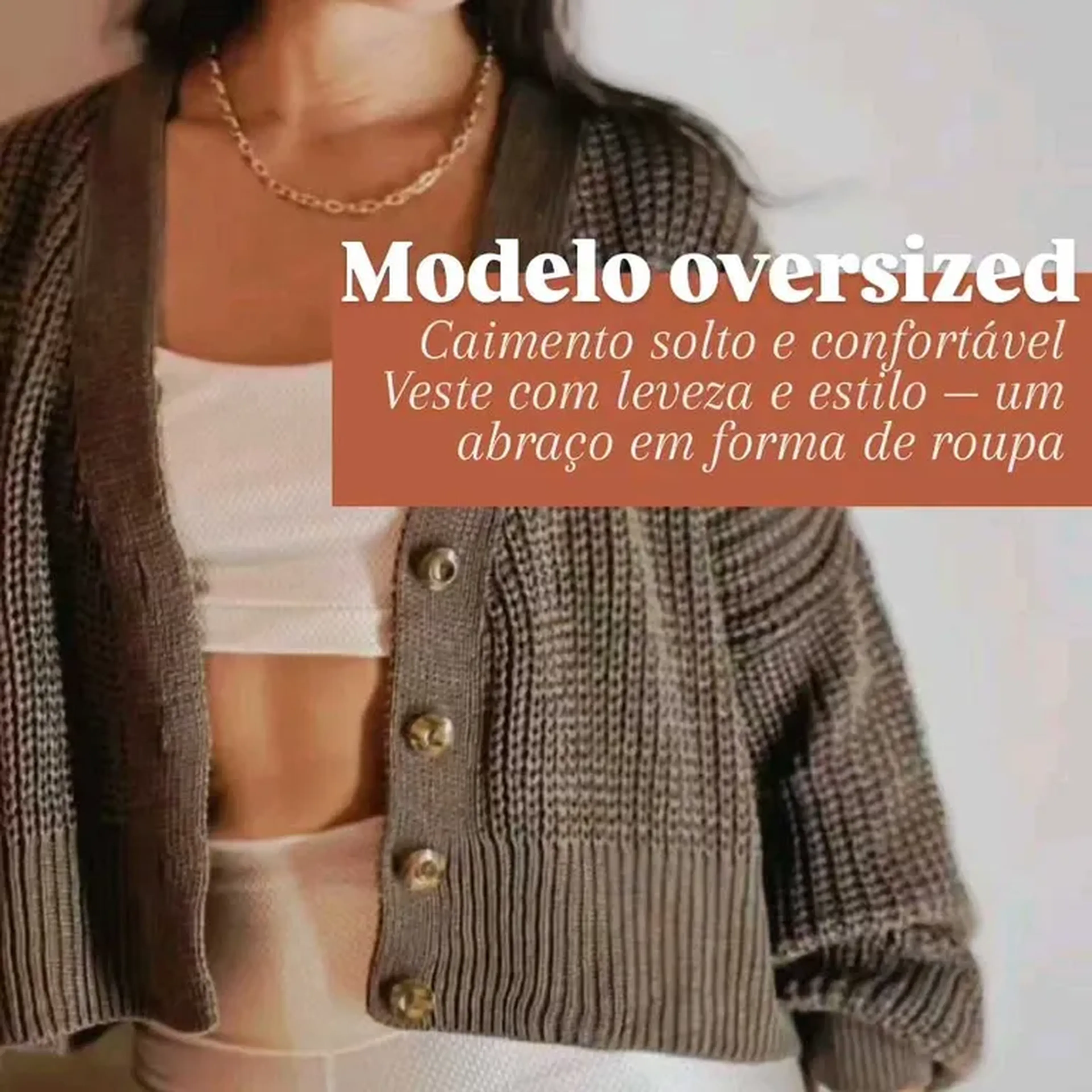 Tricô Cardigan cor Coffee imagem