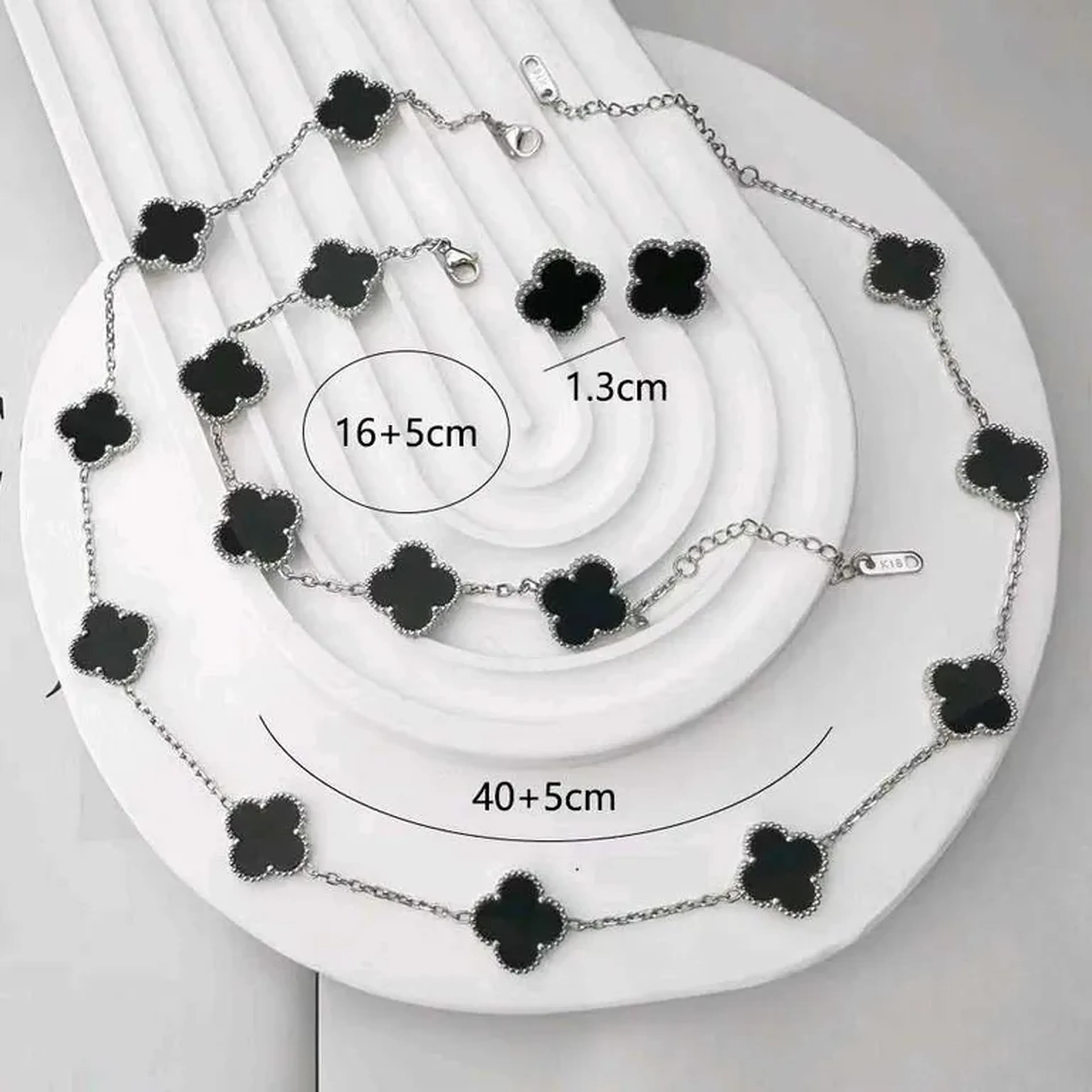 Kit Unissex Colar Pulseira Brincos Trevo Sorte Aço Inoxidável imagem
