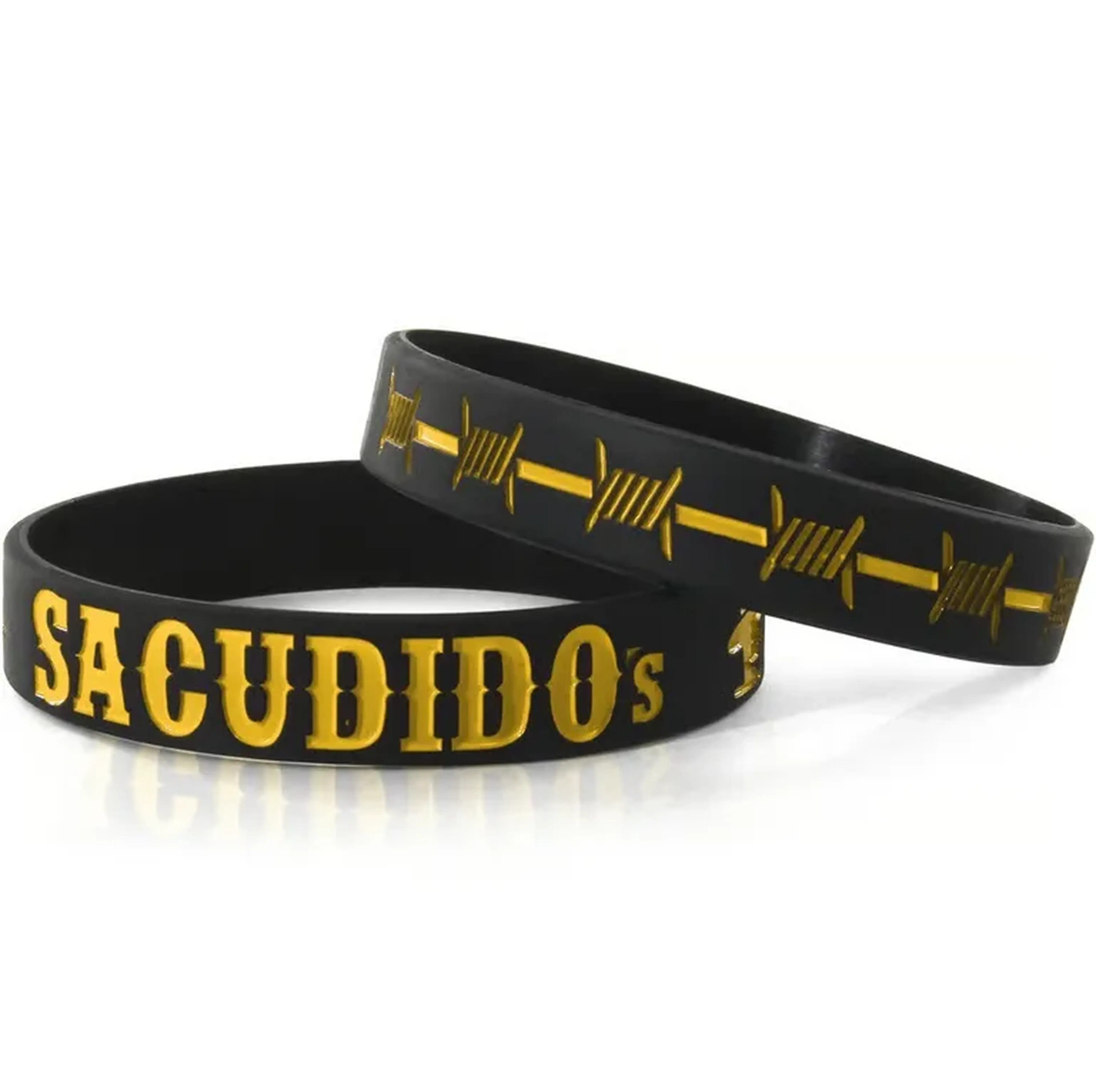 Pulseira Silicone Sacudido's - Preto com Amarelo - TAM. ÚNICO imagem