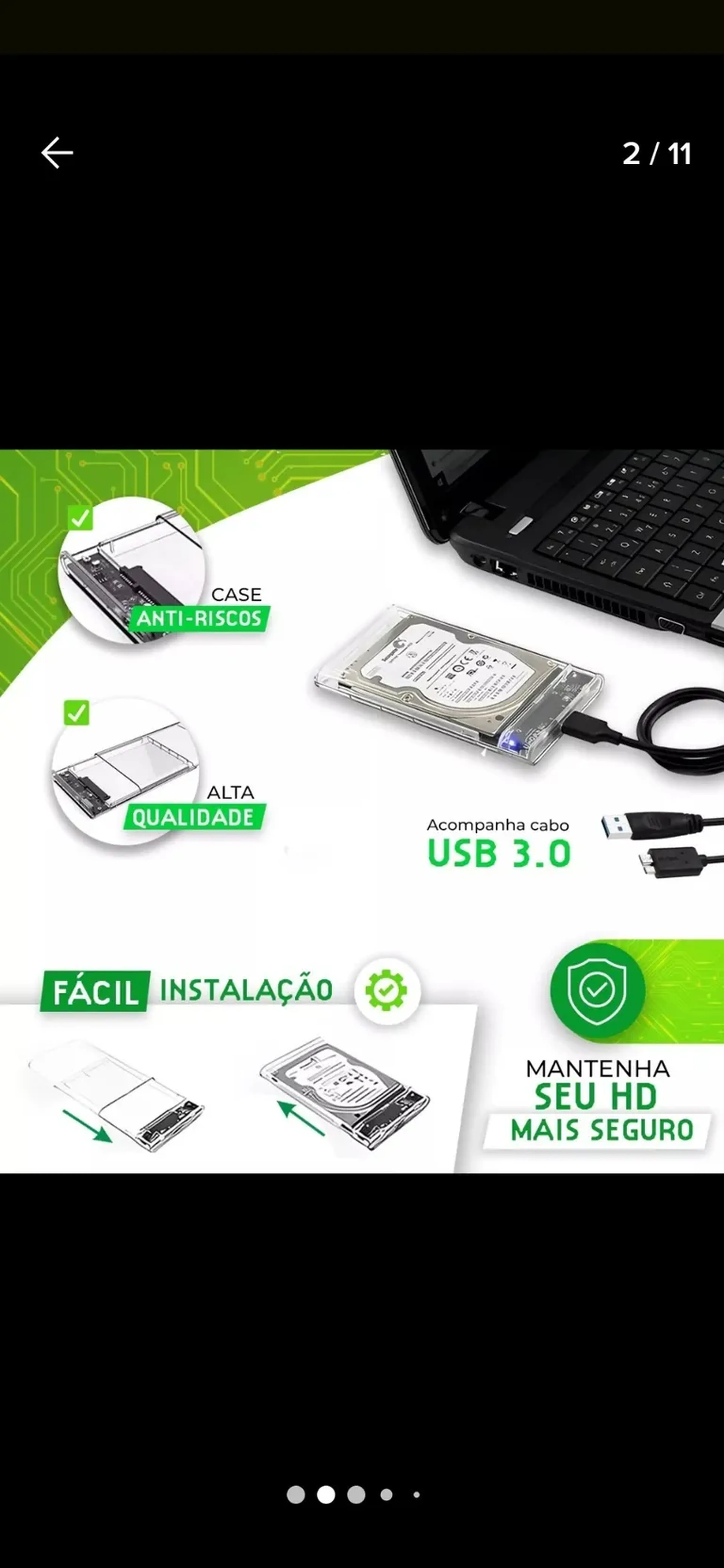 HD externo 1T Case Transparente imagem