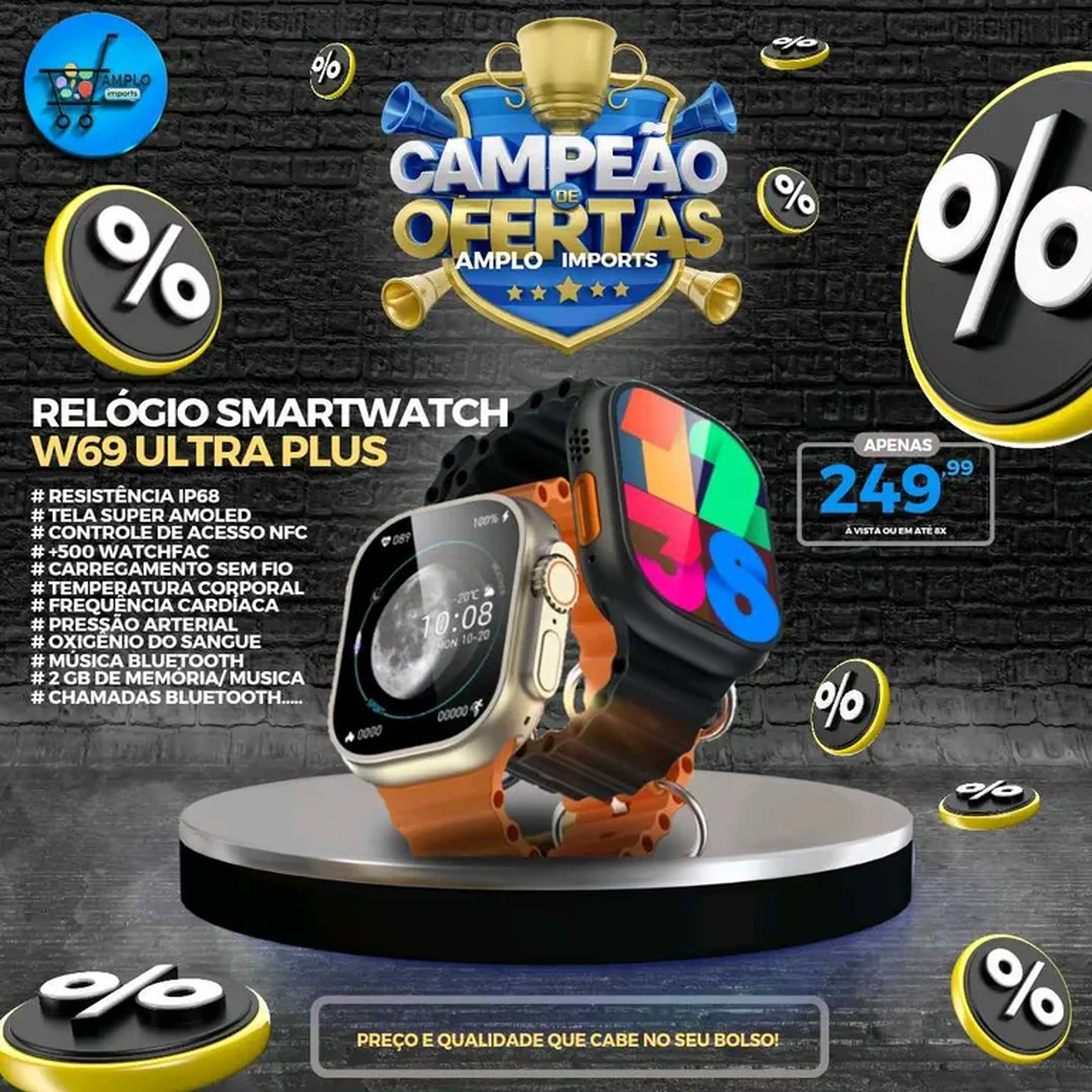 Relógio Smartwatch W69 Ultra Plus imagem