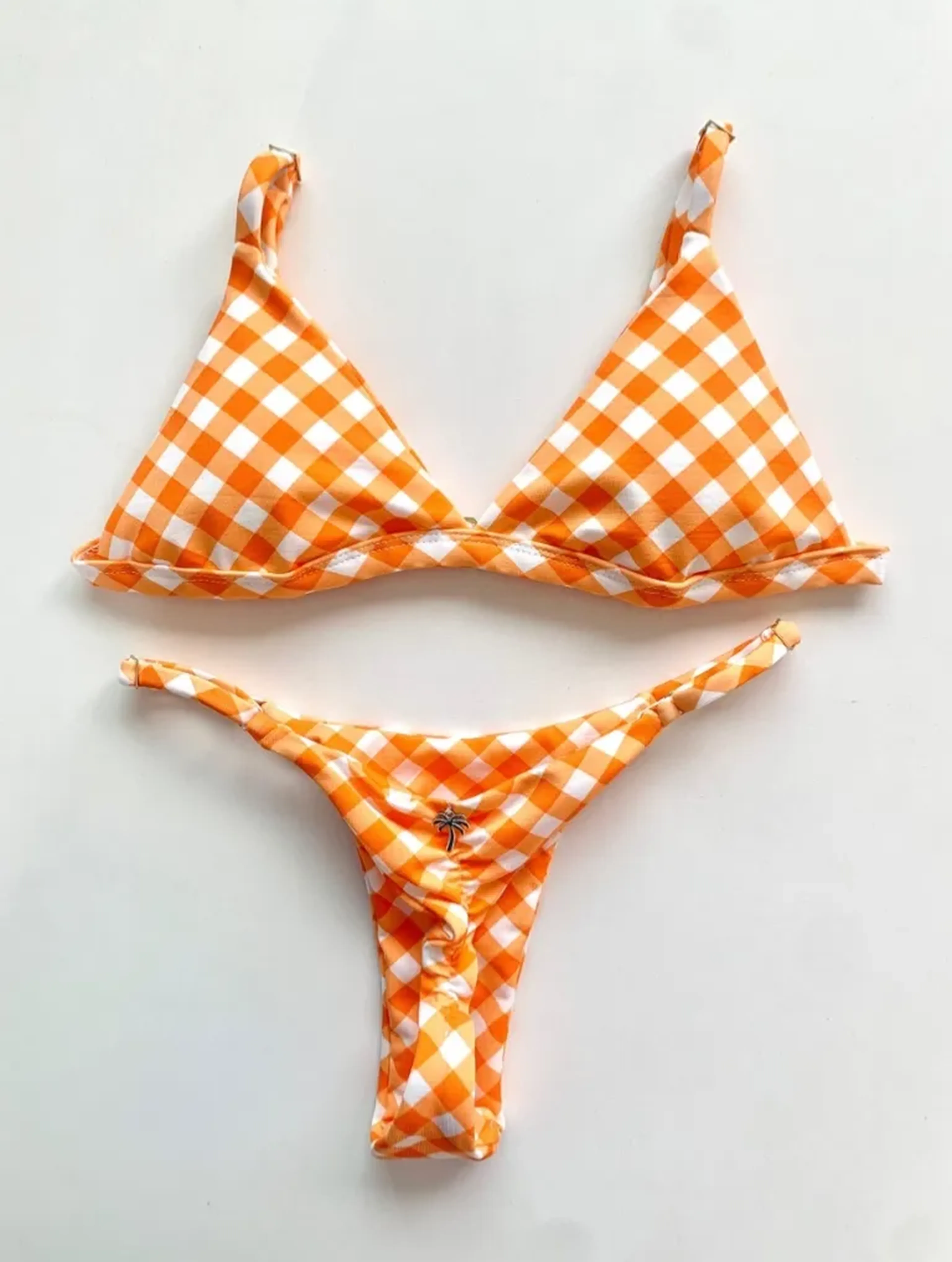 Biquíni Quadriculado Laranja P imagem