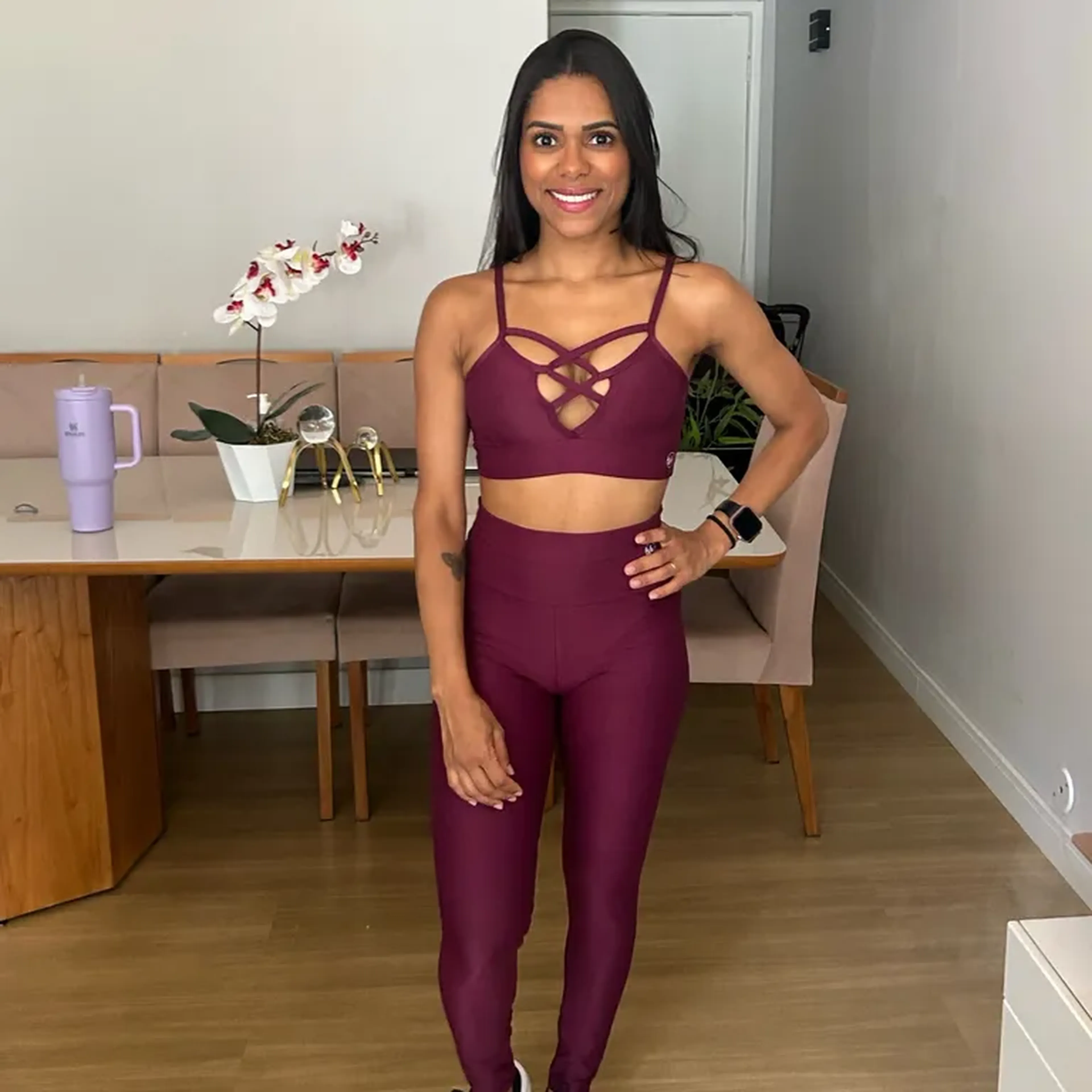 Conjunto Amarílis Longo - Vinho imagem