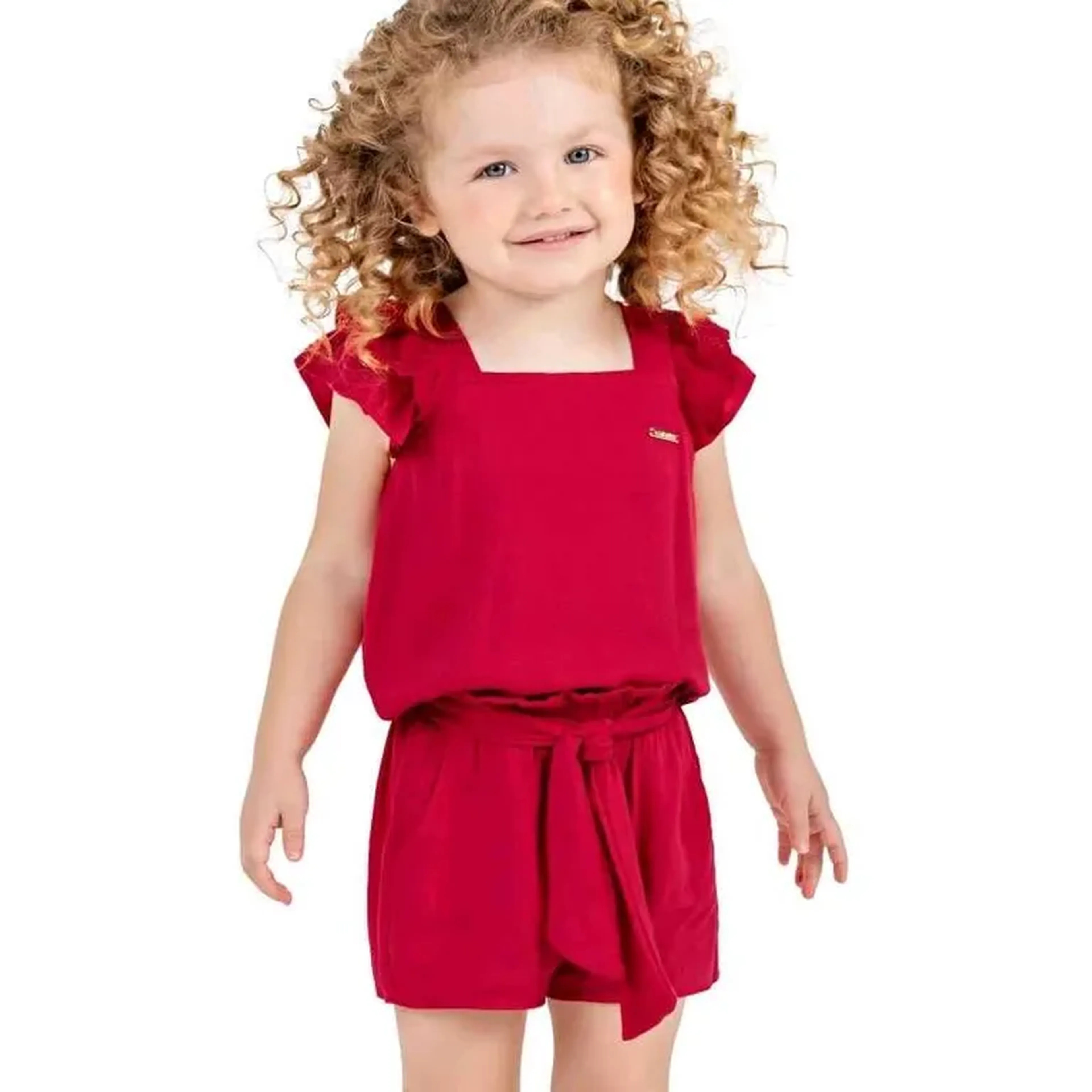 Conj Cropped e shorts Vermelho imagem