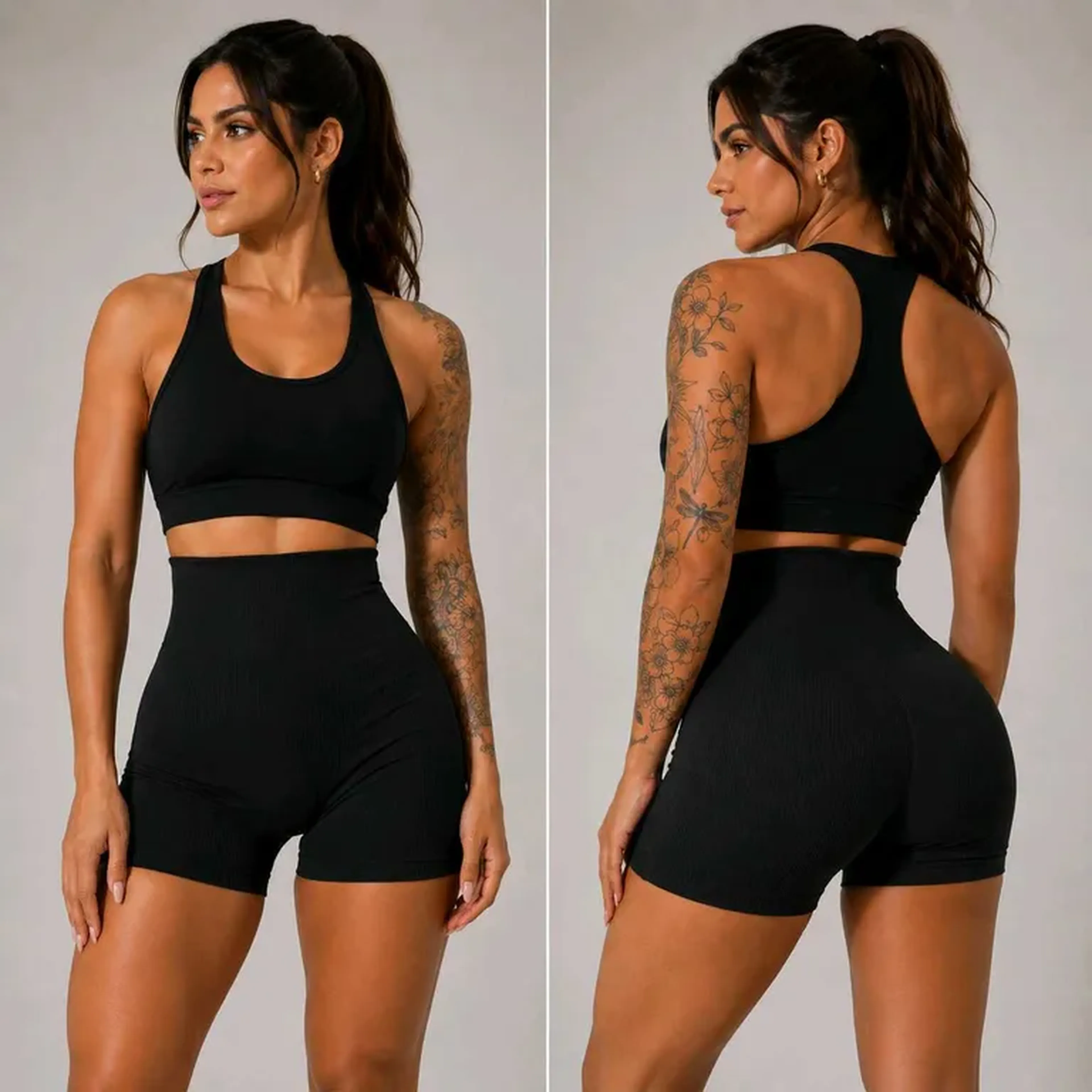 Shorts Canelado Preto imagem