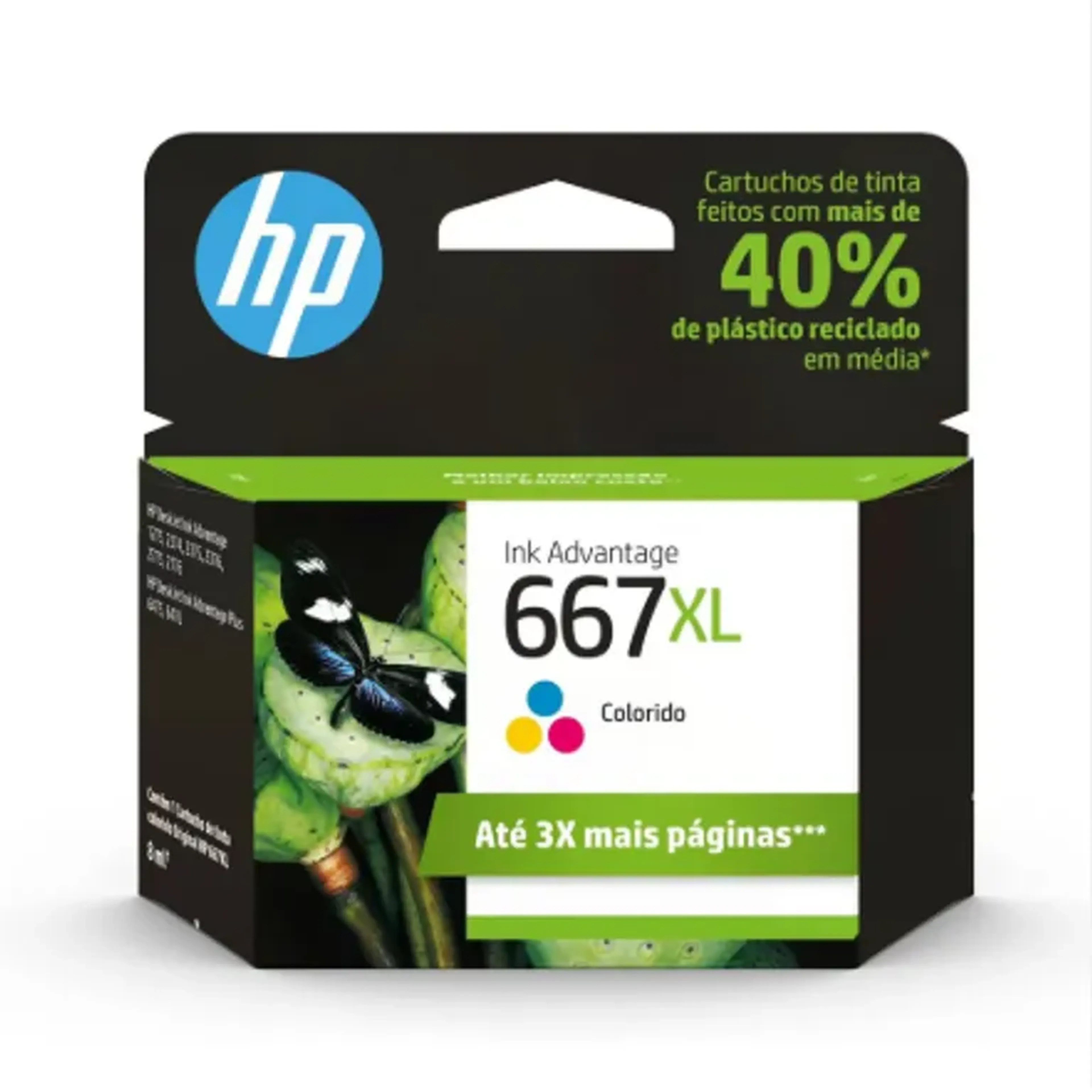 Cartucho HP 667XL Colorido Original (3YM80AB) Para HP Deskjet 23 imagem