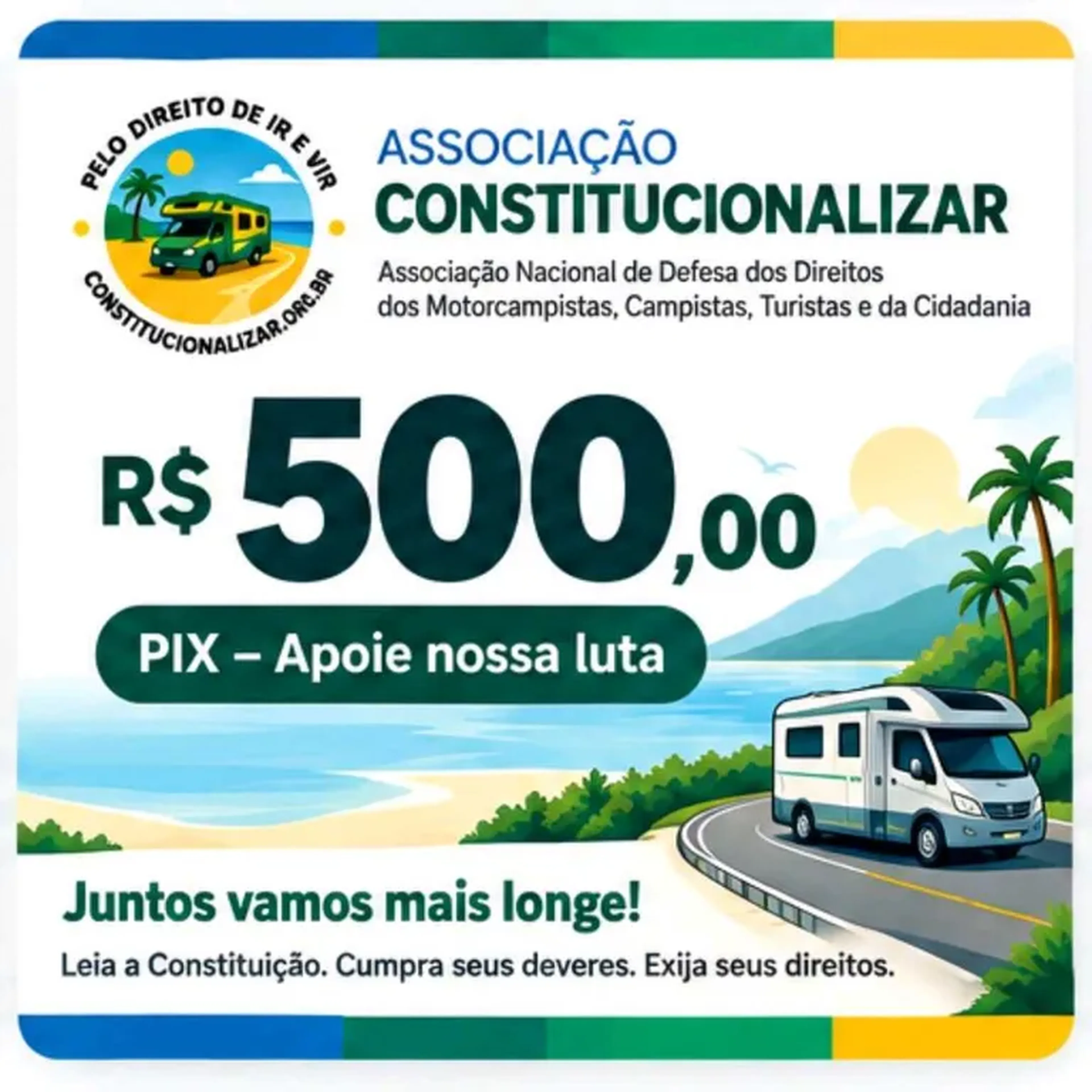 Pix 500,00 reais Associação Constitucionalizar imagem