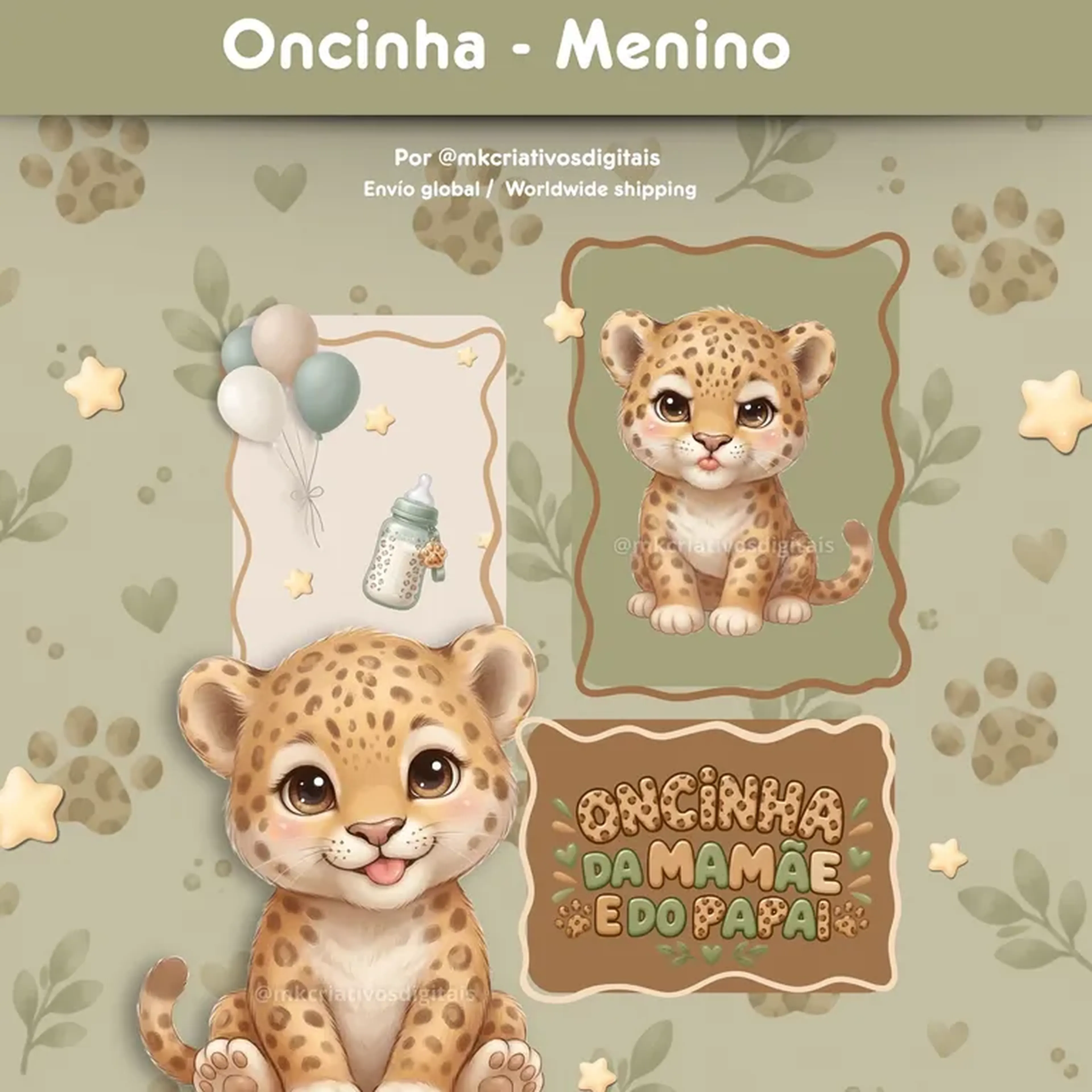 Oncinha - Menino - Kit digital IA PNG imagem