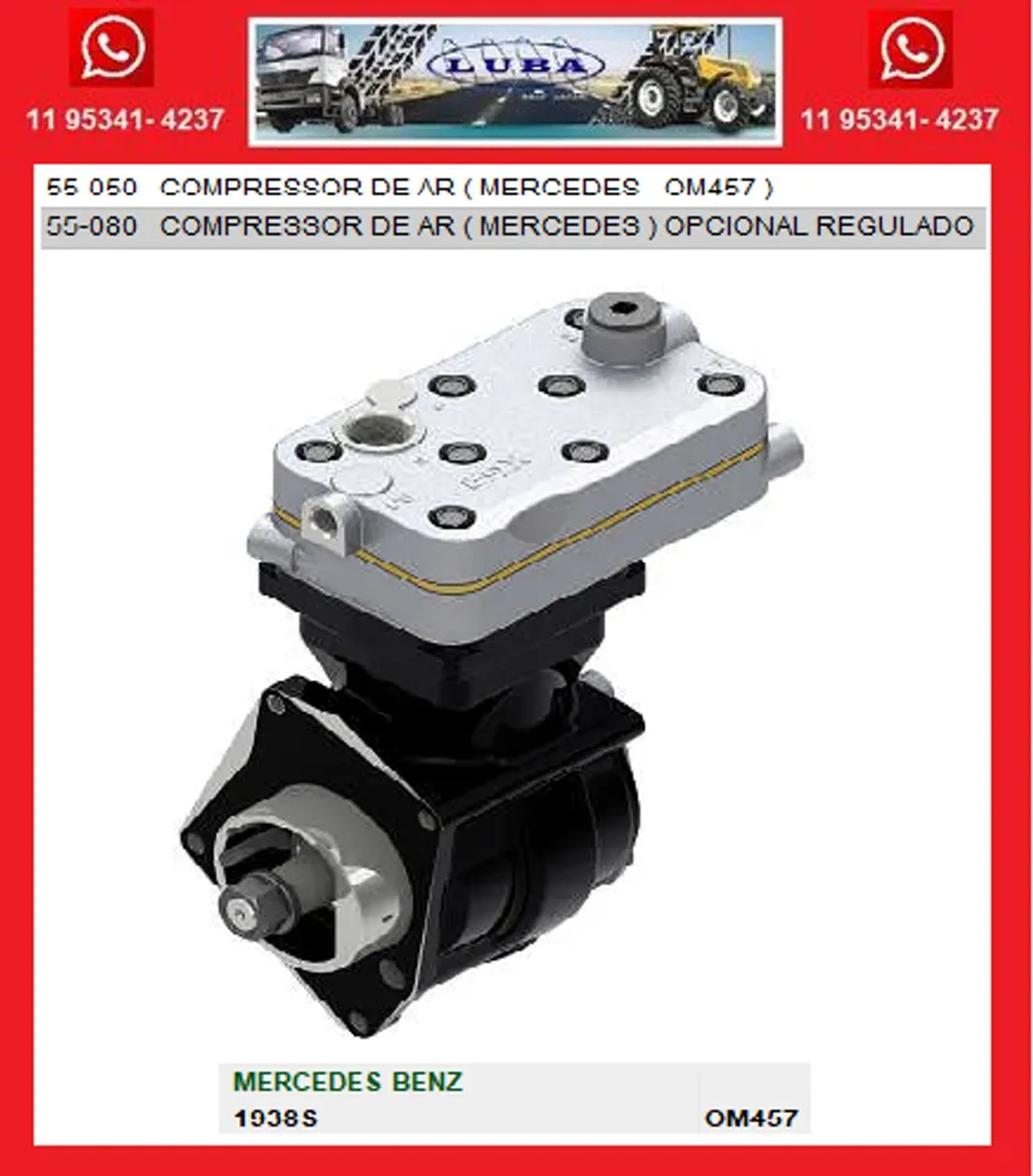 COMPRESSOR DE AR MERCEDES BENS OM457 imagem