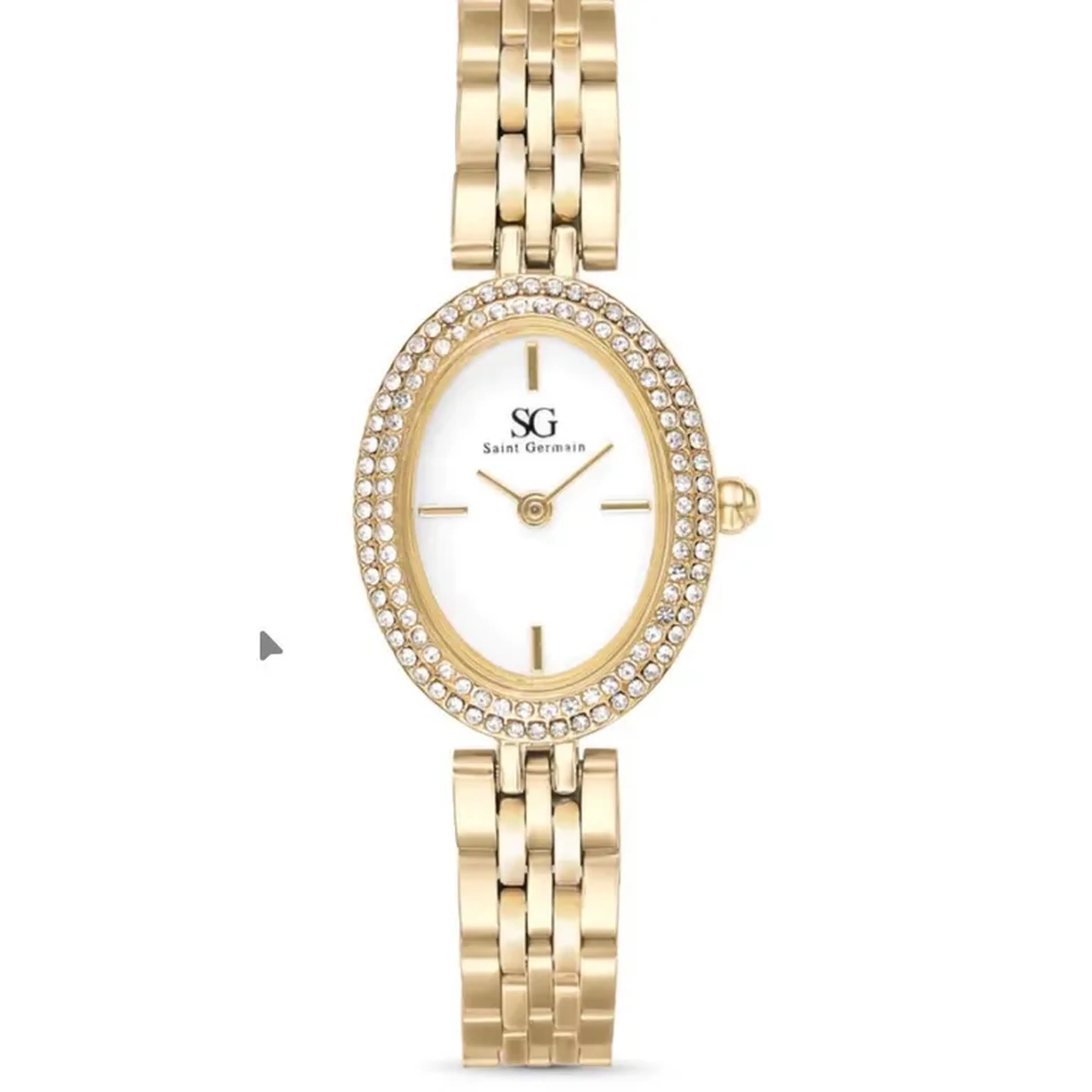 Relógio Feminino Oval Versailles Dourado com Cristais Cravejados imagem