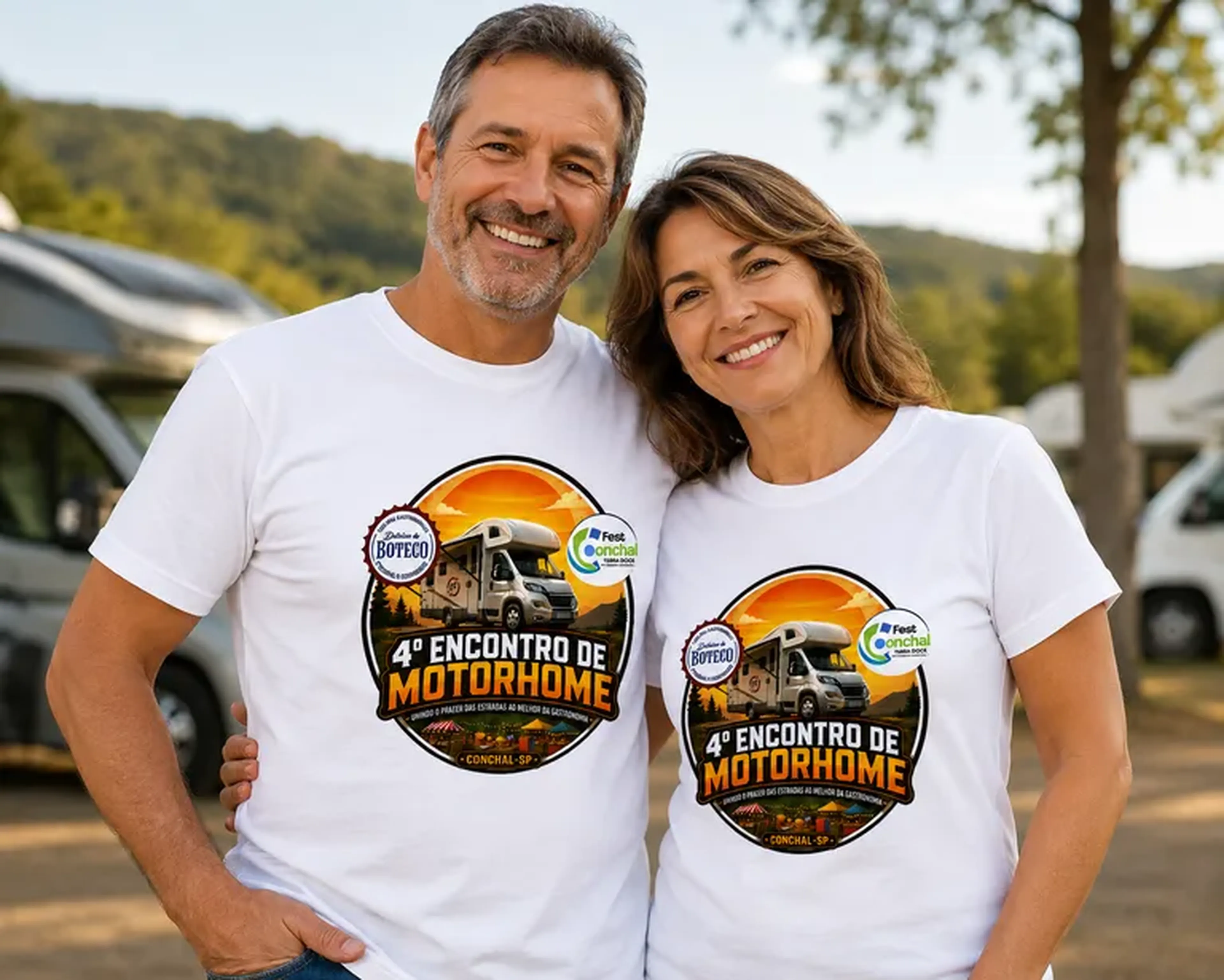 2 Camiseta em poliéster com logo do 4º Encontro de Motorhome imagem