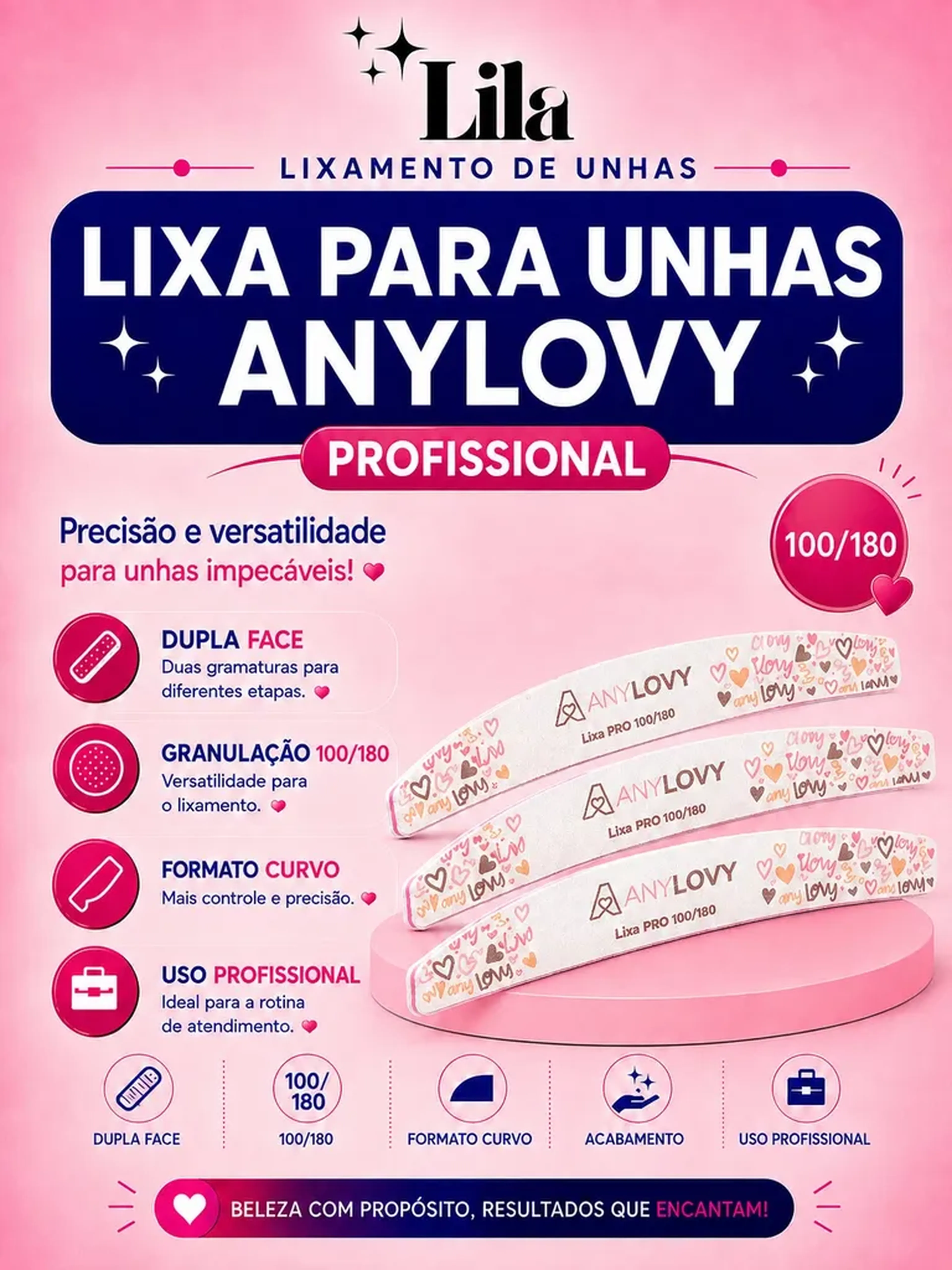 Lixa para Unhas AnyLovy - PRO 100x180 imagem