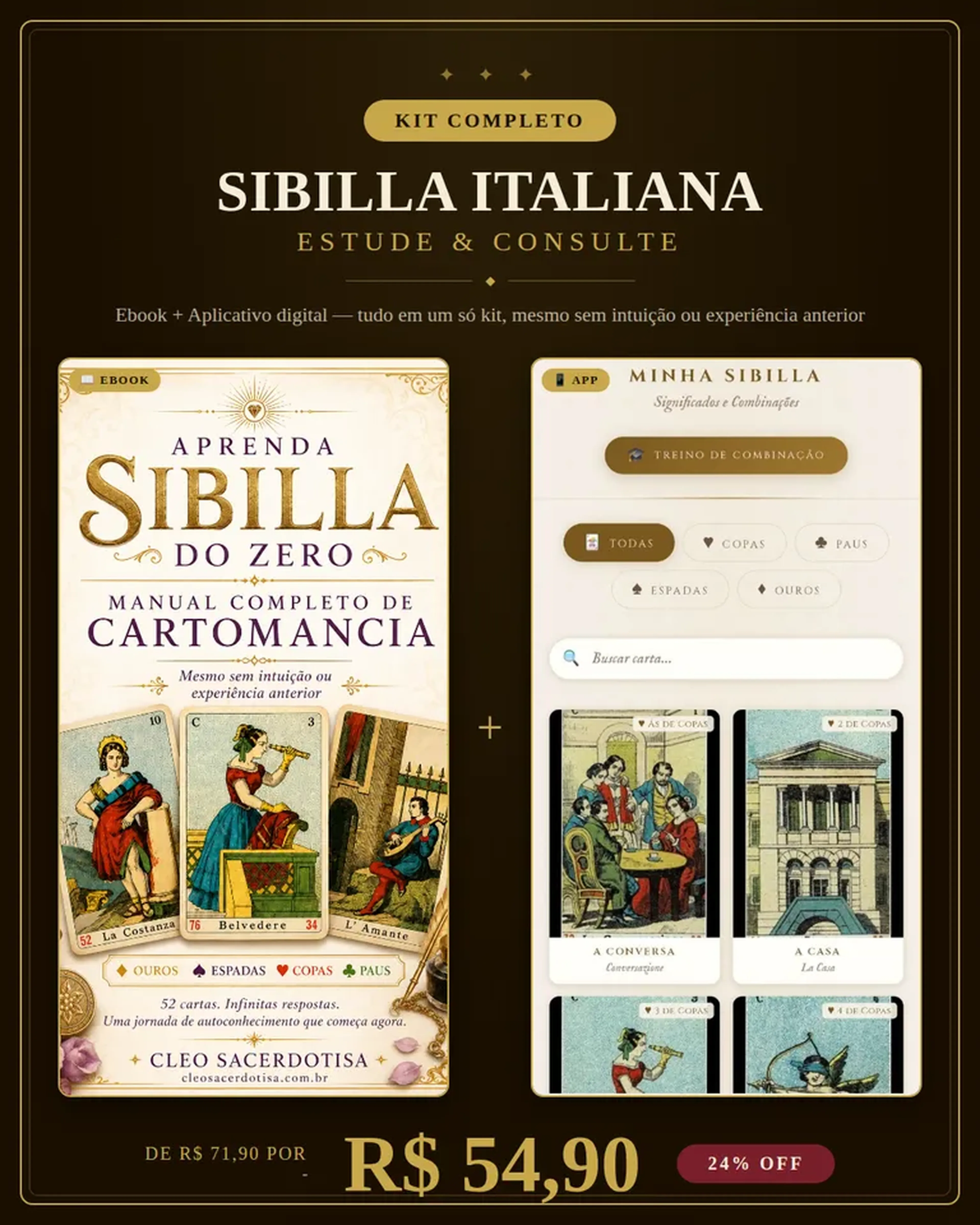 Sibilla Italiana do Zero – Manual Completo de Cartomancia + App imagem